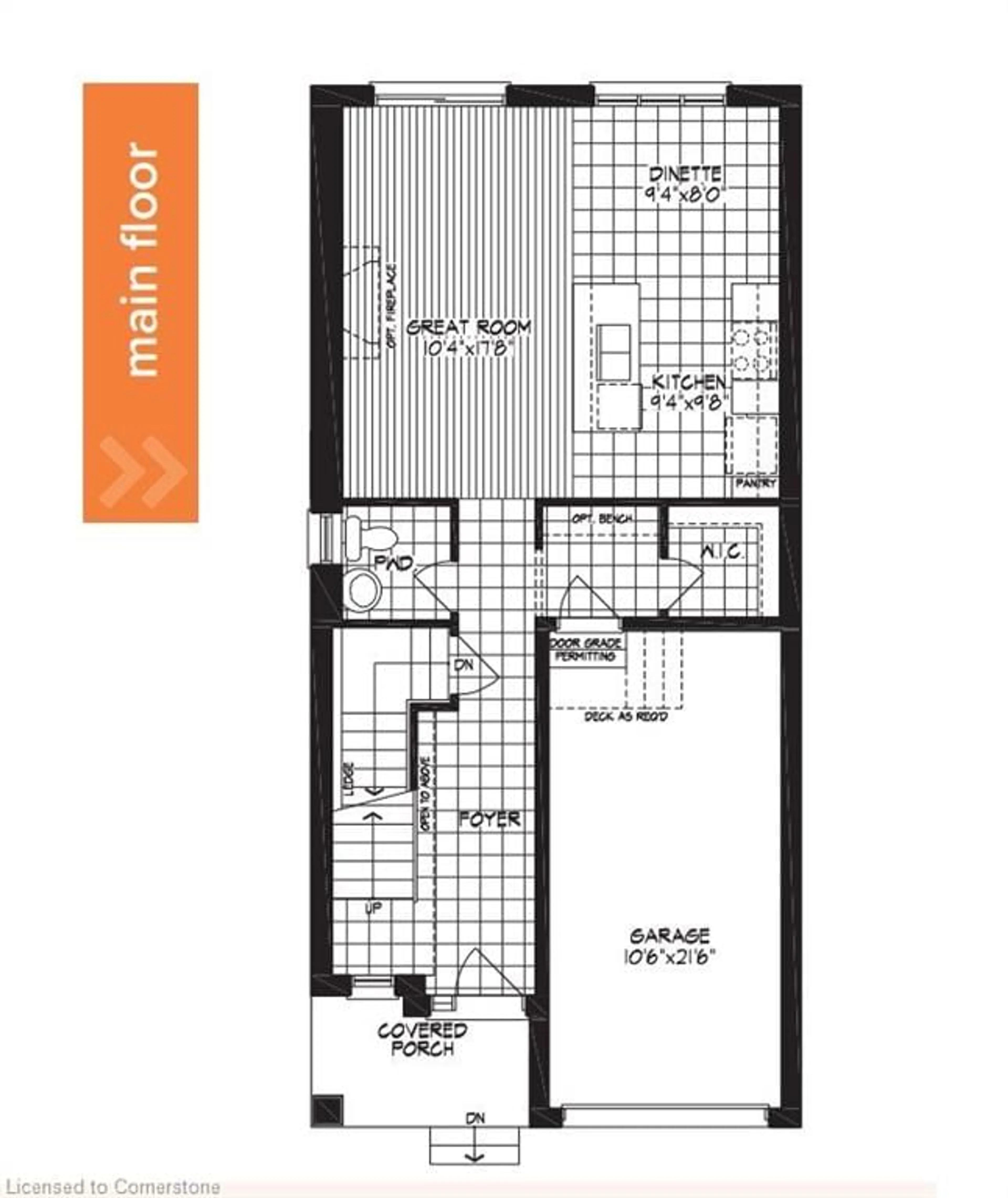 Floor plan for 100 Jacob Detweiller Dr #LOT 0103, Kitchener Ontario N2P 0K7