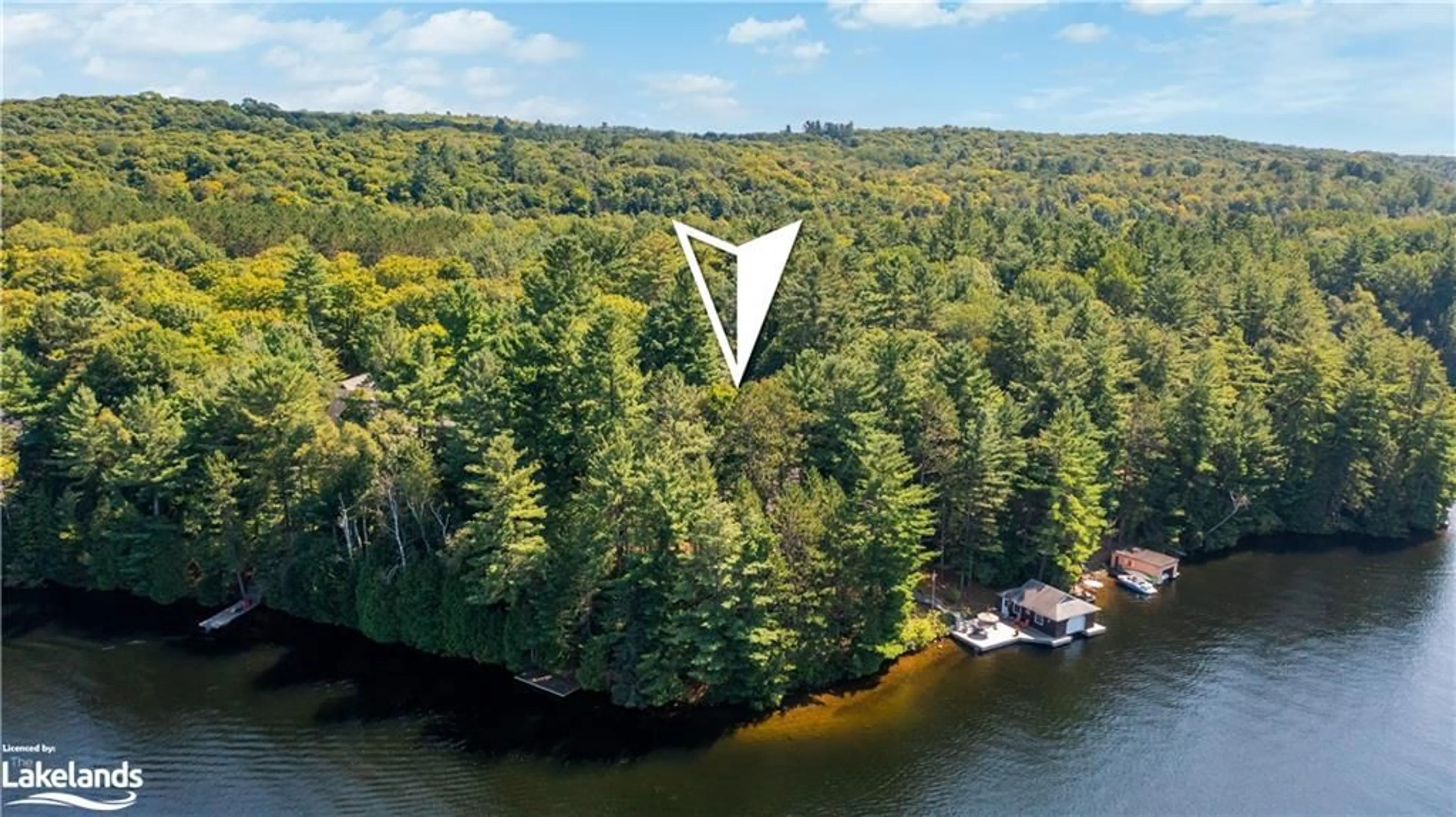 A pic from outside/outdoor area/front of a property/back of a property/a pic from drone, water/lake/river/ocean view for 1045 Kings Rd, Baysville Ontario P0B 1A0