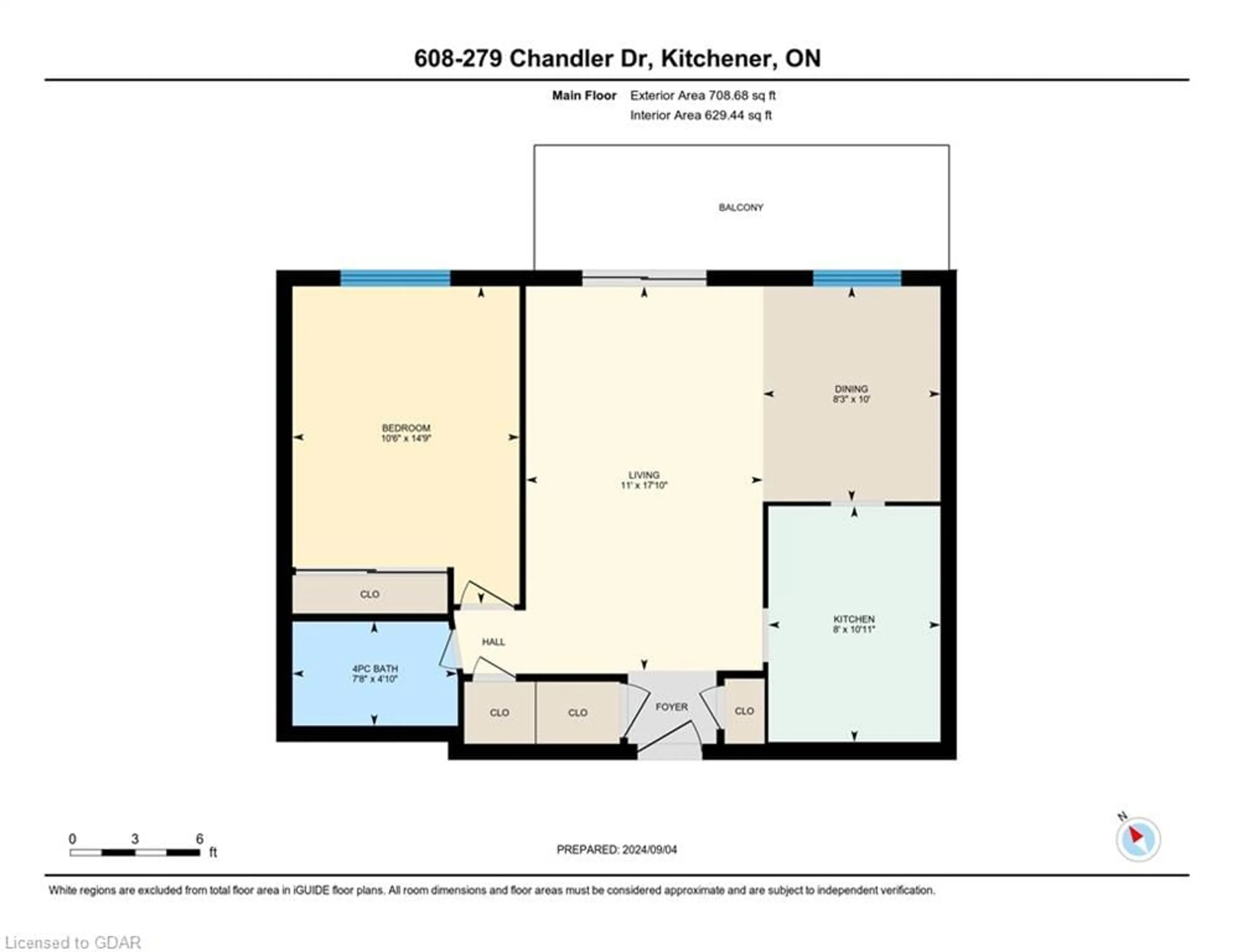 Floor plan for 279 Chandler Dr #608, Kitchener Ontario N2E 1X6