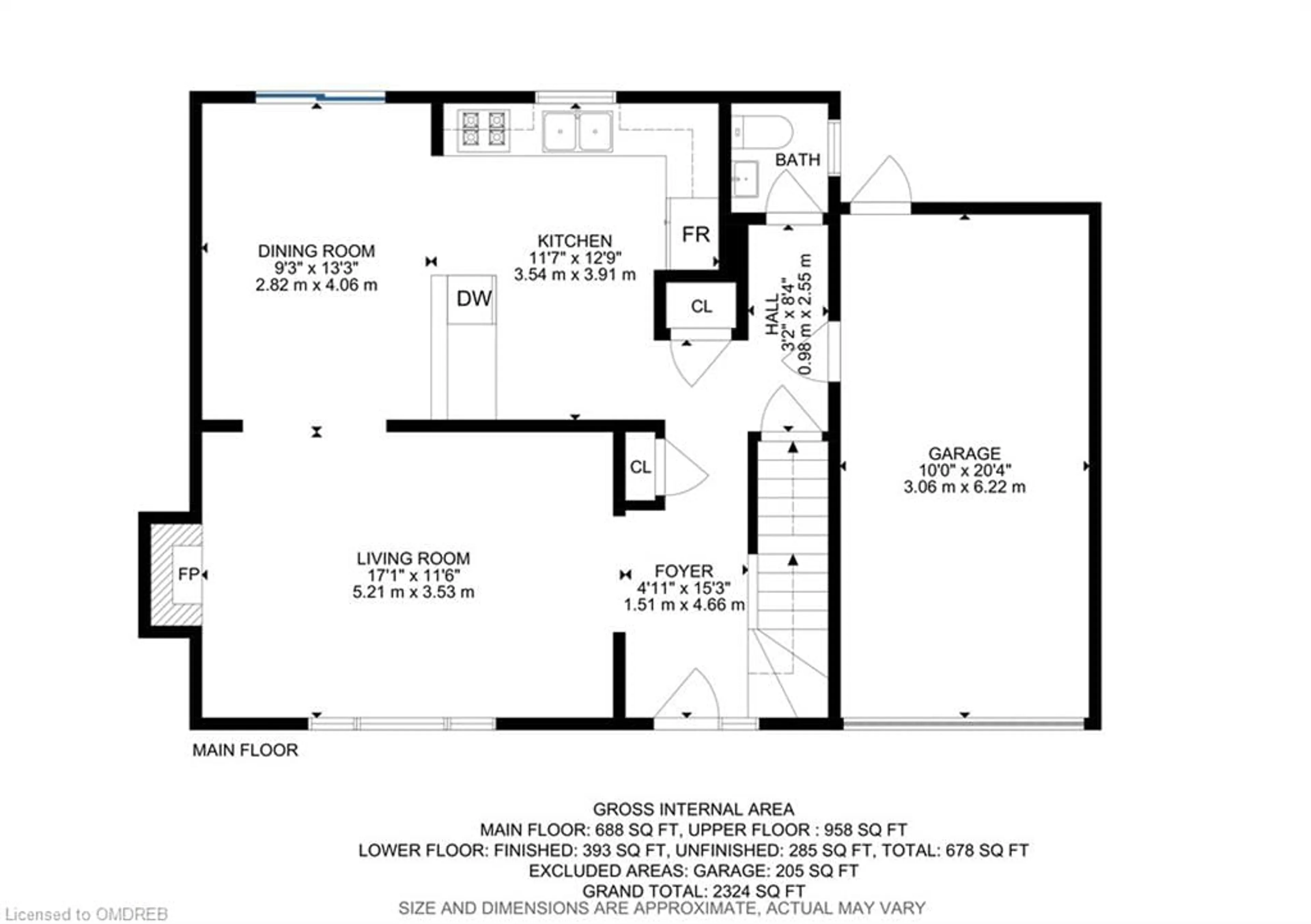 Floor plan for 349 Delrex Blvd, Halton Hills Ontario L7G 4H6