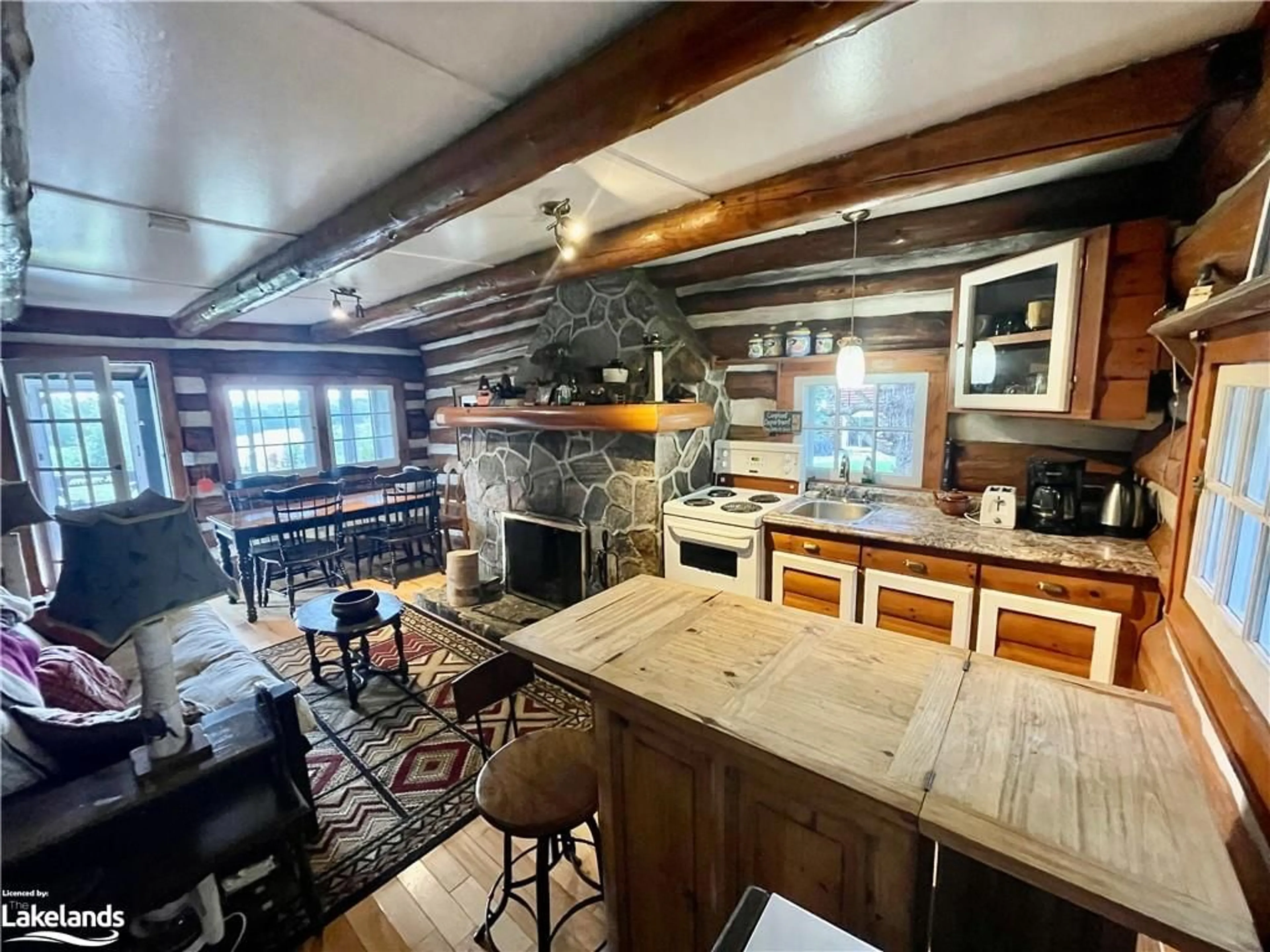 Rustic kitchen, wood floors, cottage for 1341 Billie Bear Rd #5, Dwight Ontario P1H 2J6