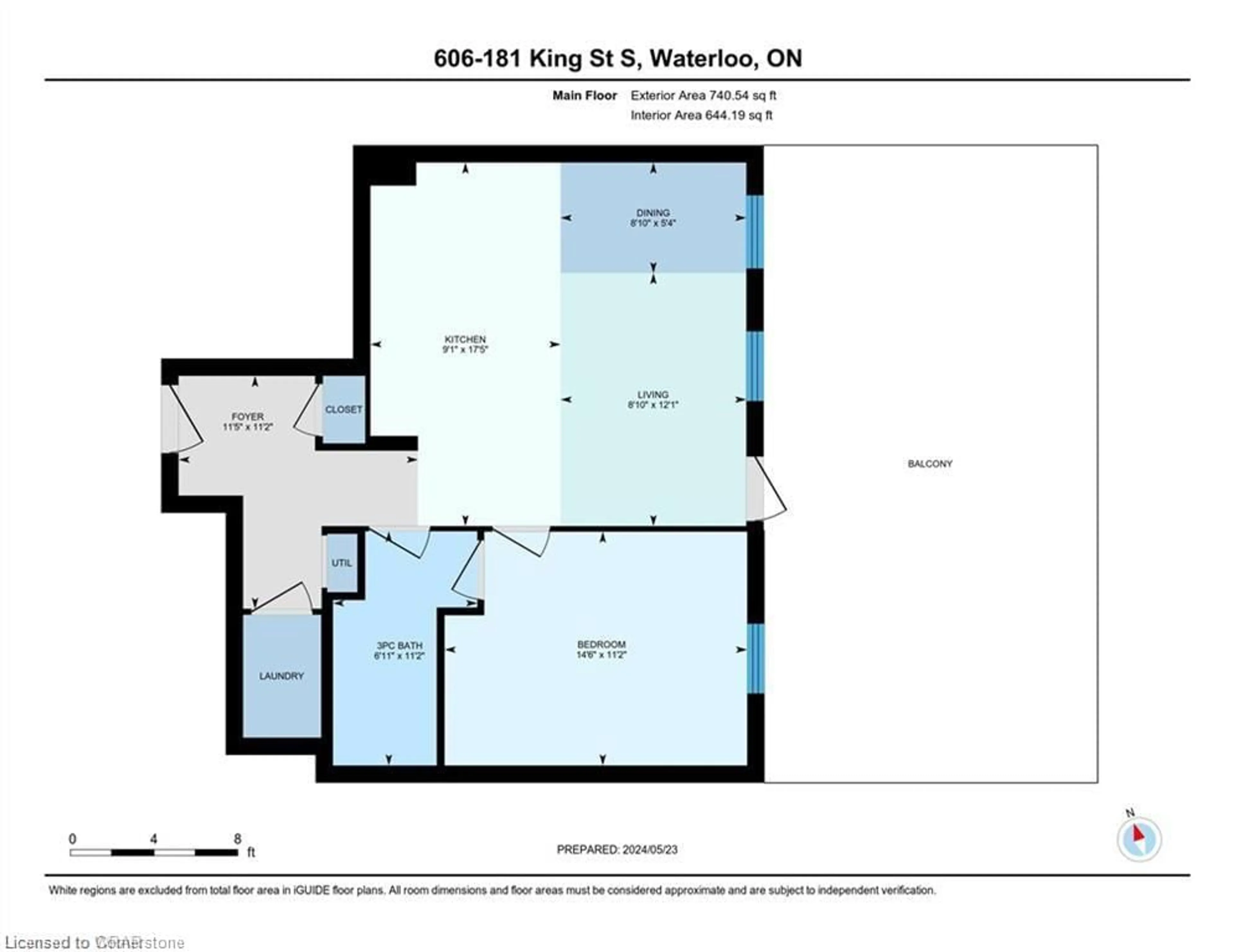 Floor plan for 181 King St #606, Waterloo Ontario N2J 0E7