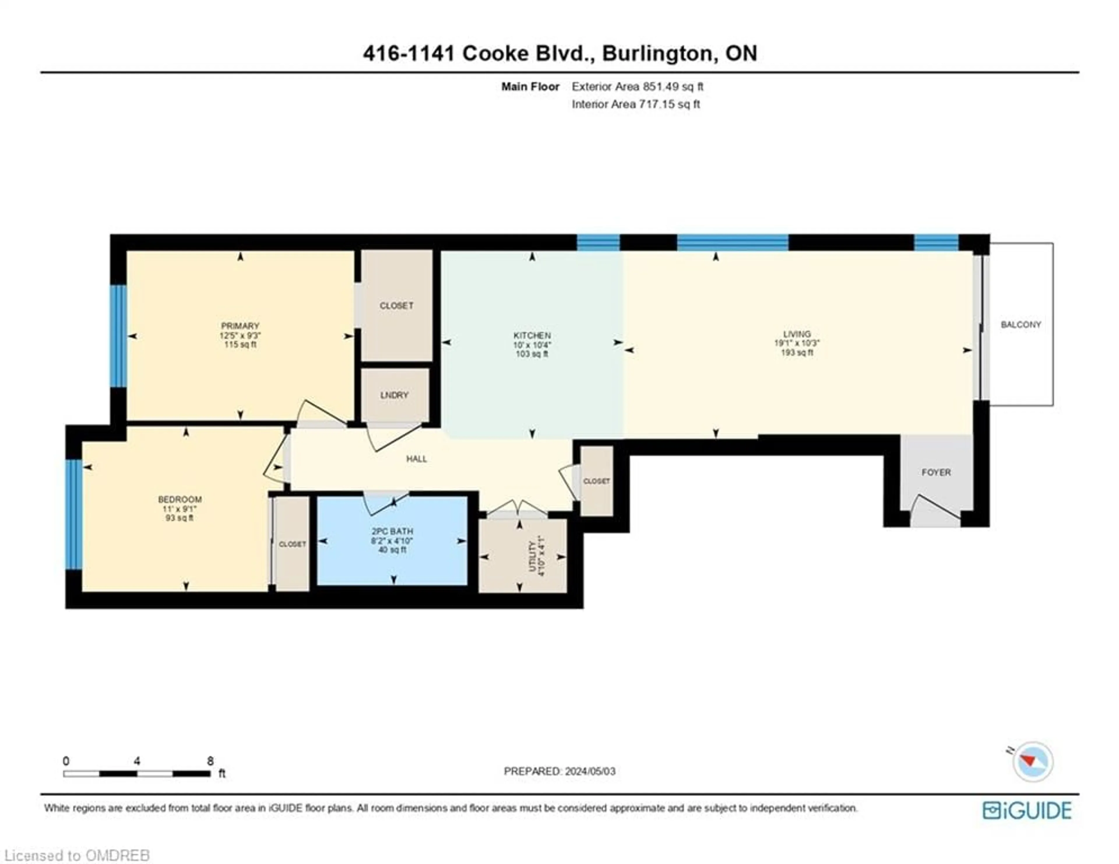 Floor plan for 1141 Cooke Blvd #416, Burlington Ontario L7T 0C3