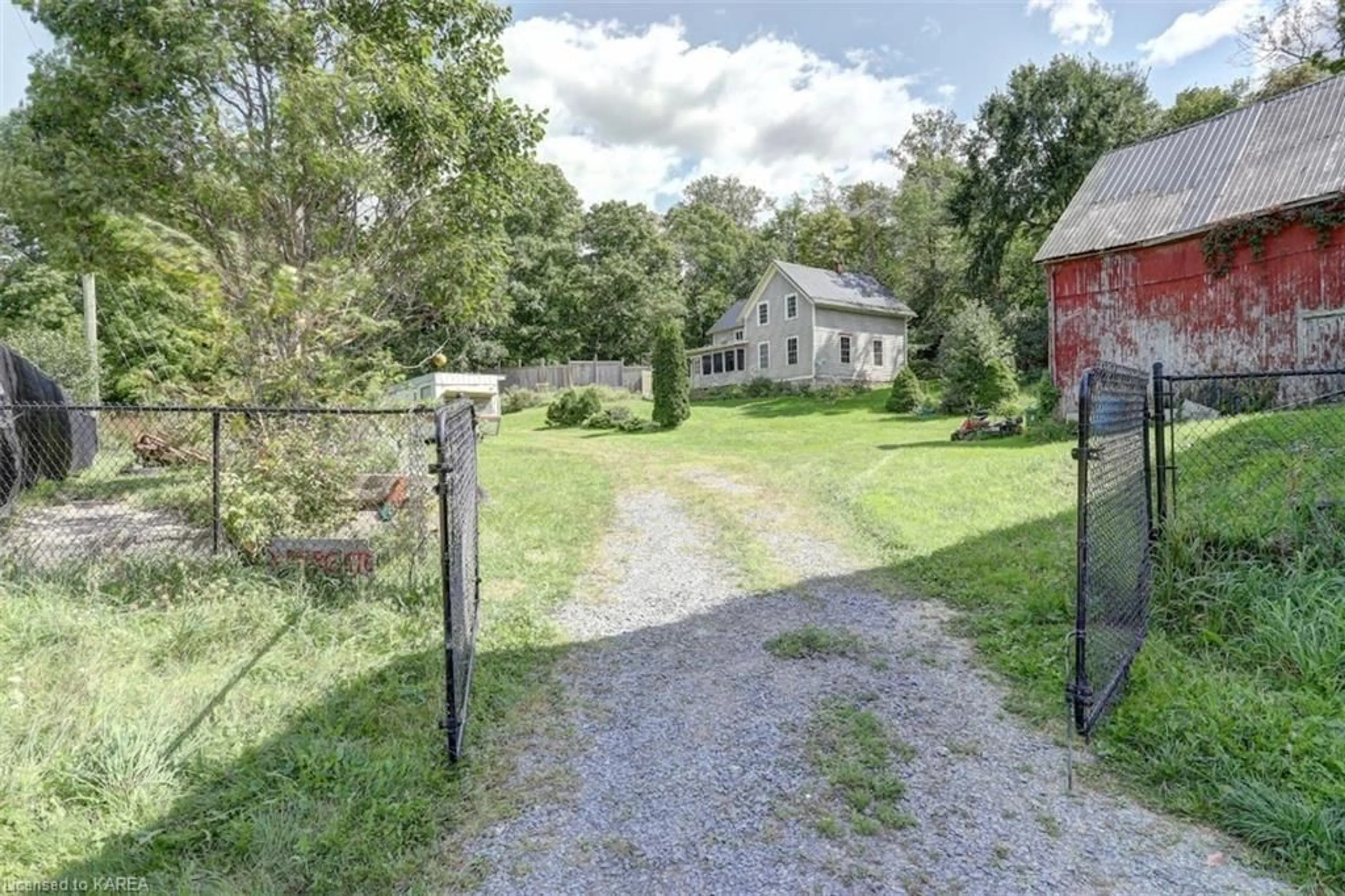 Patio, the fenced backyard for 946 Sand Bay Rd, Lansdowne Ontario K0E 1L0