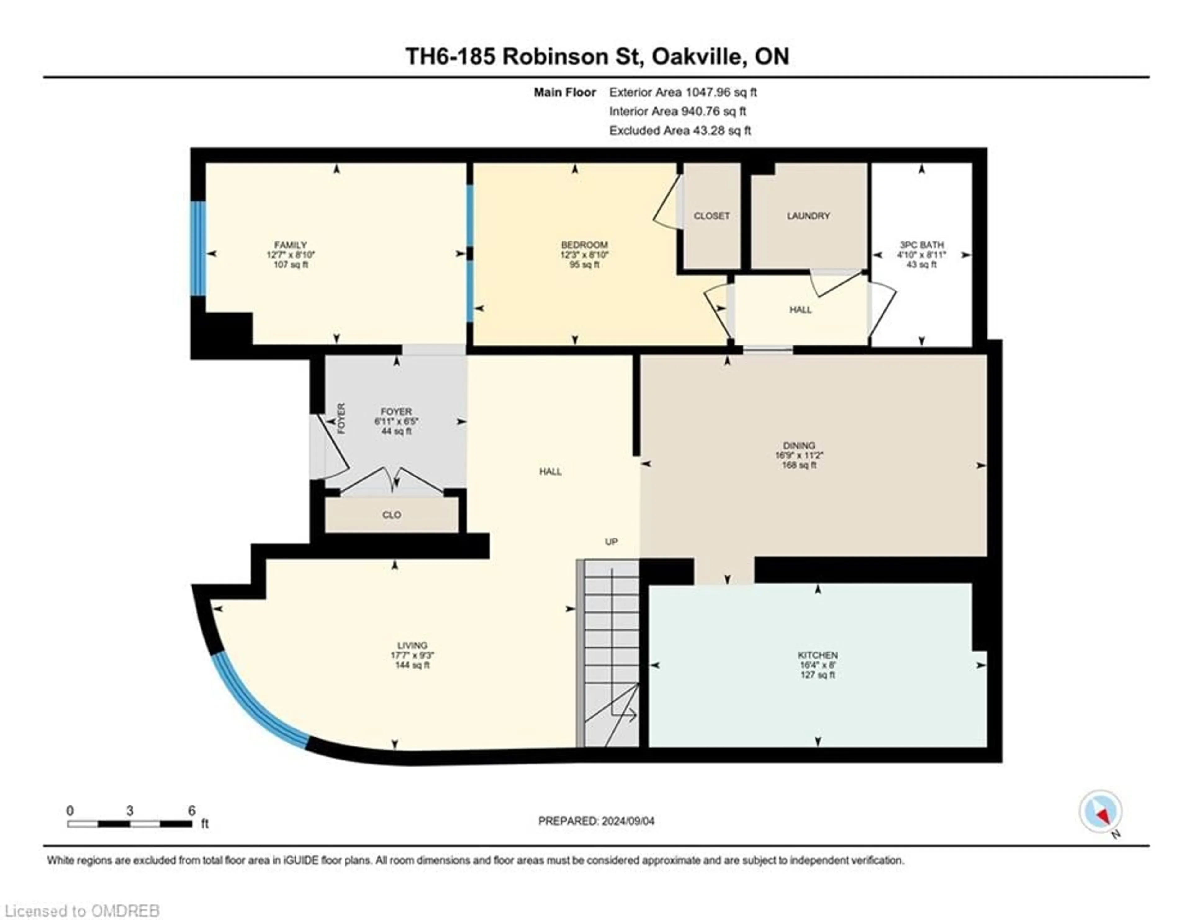 Floor plan for 185 Robinson St #TH6, Oakville Ontario L6J 7P6