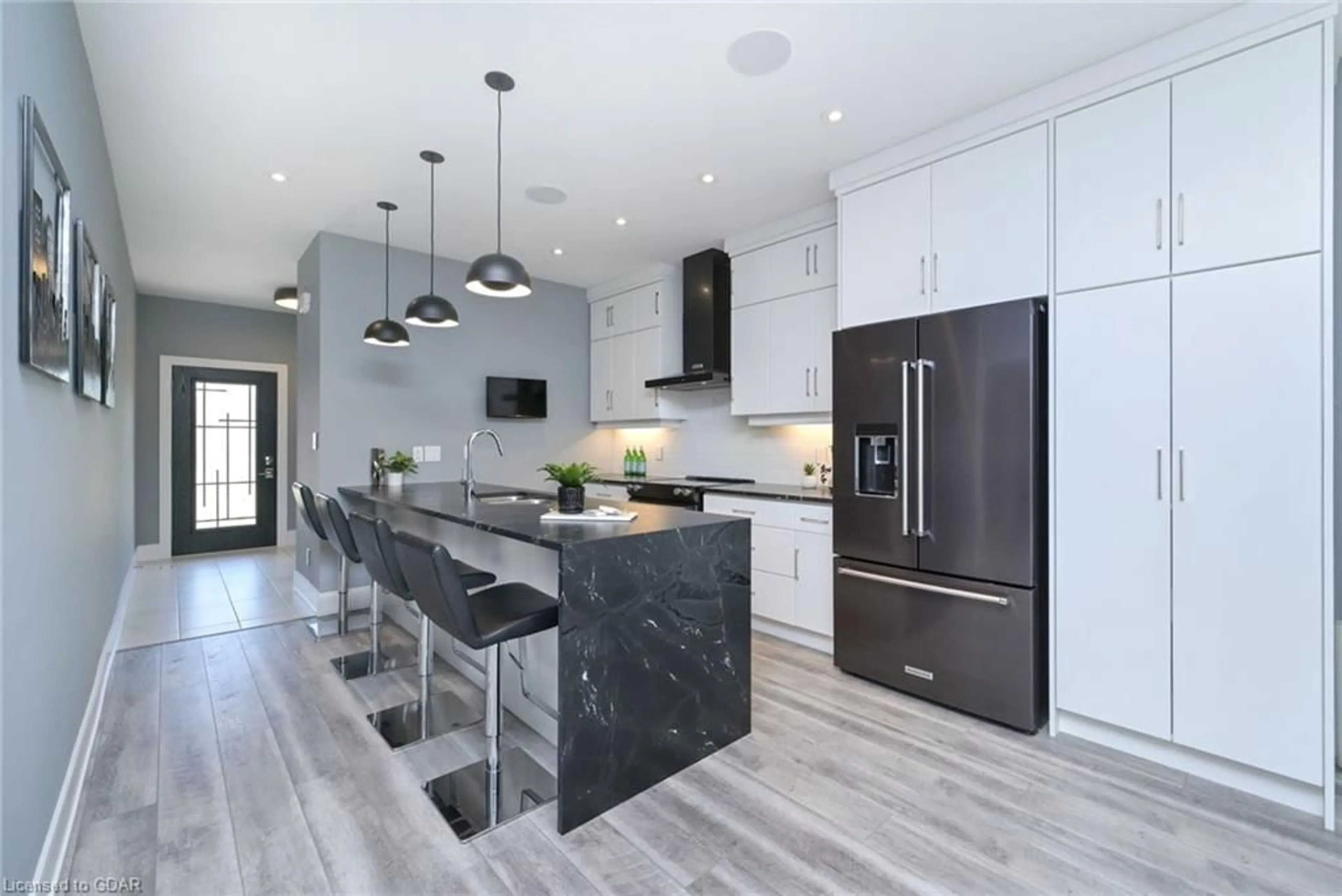 Contemporary kitchen, wood floors, mountain for 19 Dover Lane #10, Fergus Ontario N1M 0E6