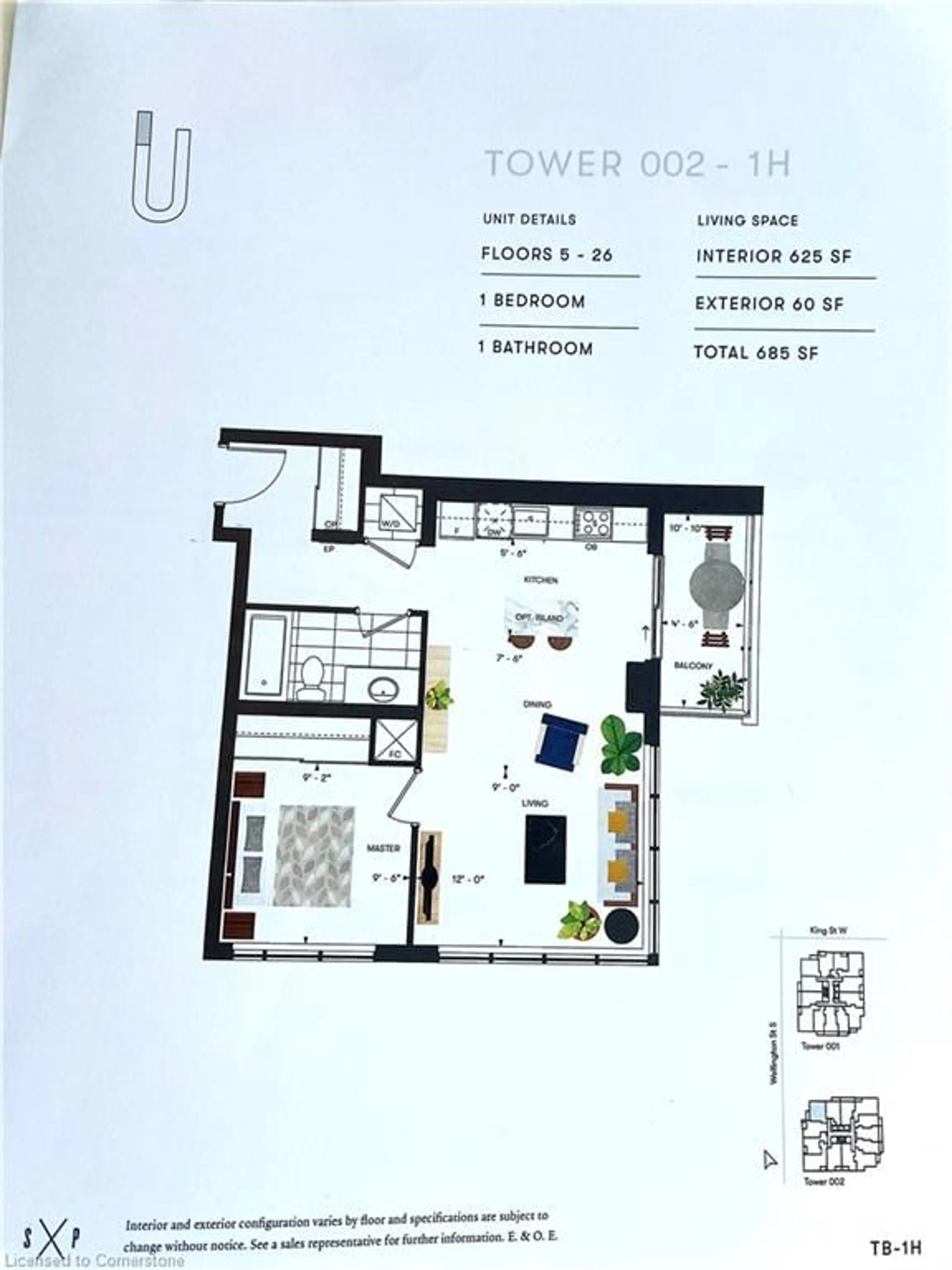 Floor plan for 15 Wellington St S #1712, Kitchener Ontario N2A 4L2