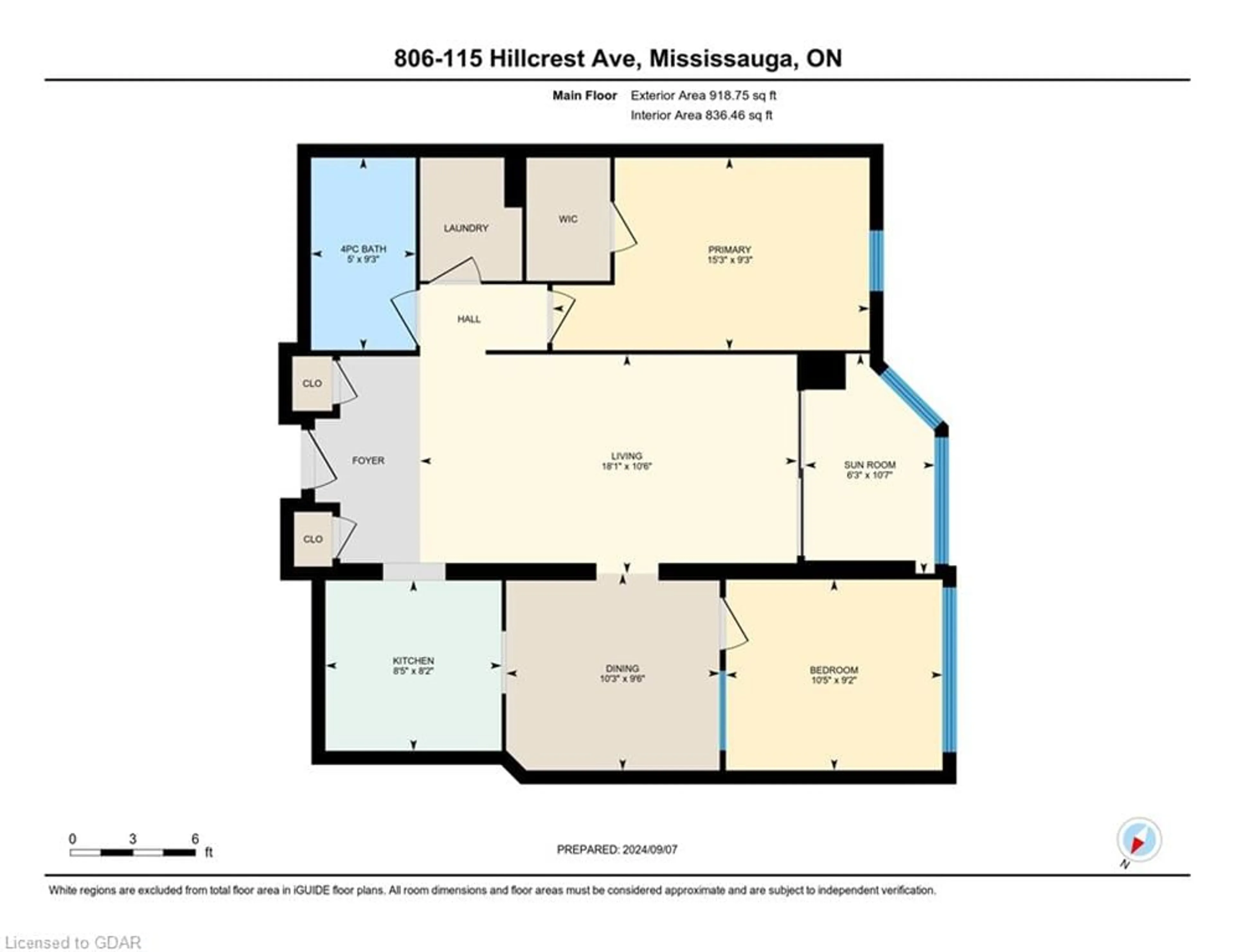 Floor plan for 115 Hillcrest Ave #806, Mississauga Ontario L5B 3Y9