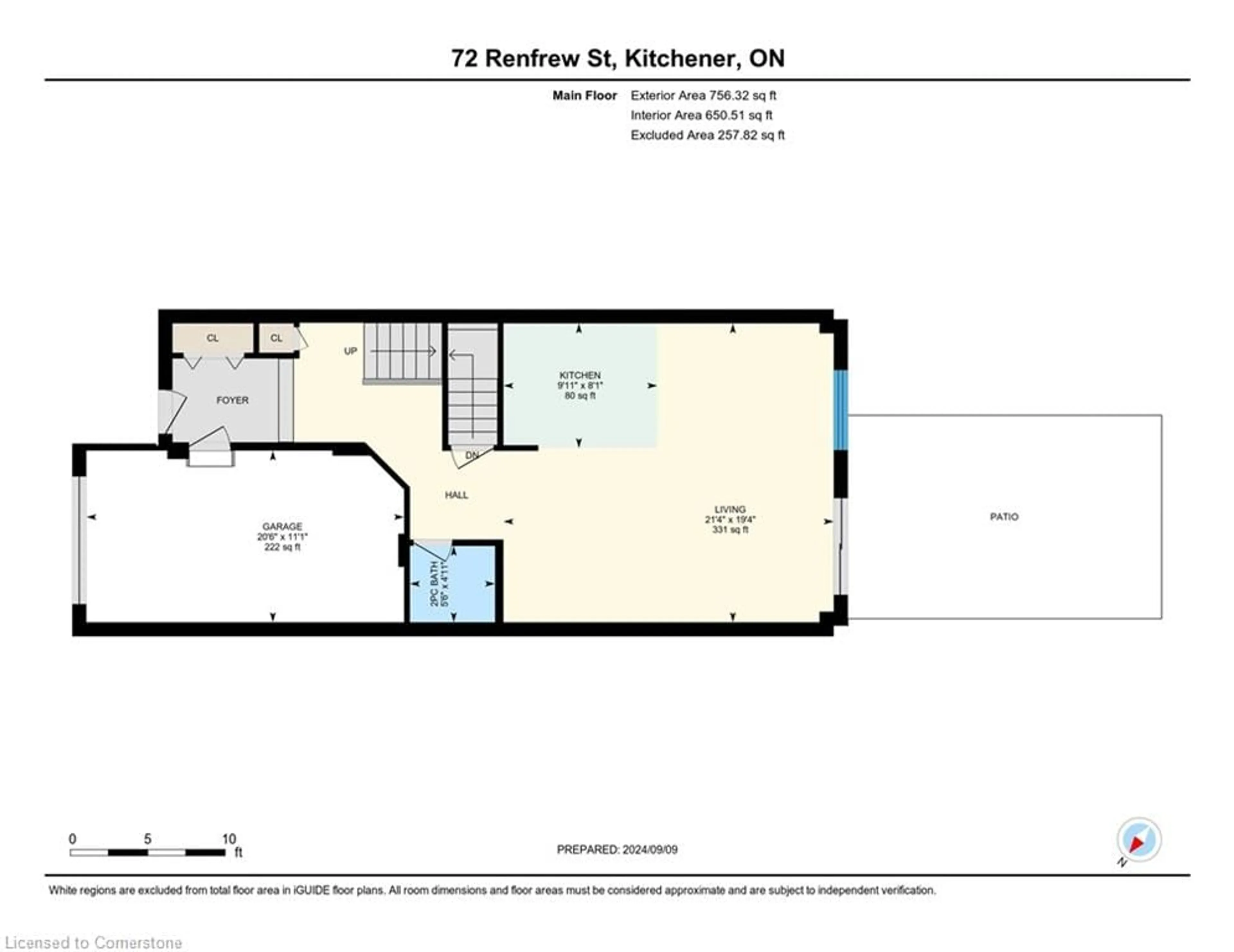 Floor plan for 72 Renfrew St, Kitchener Ontario N2R 1W6