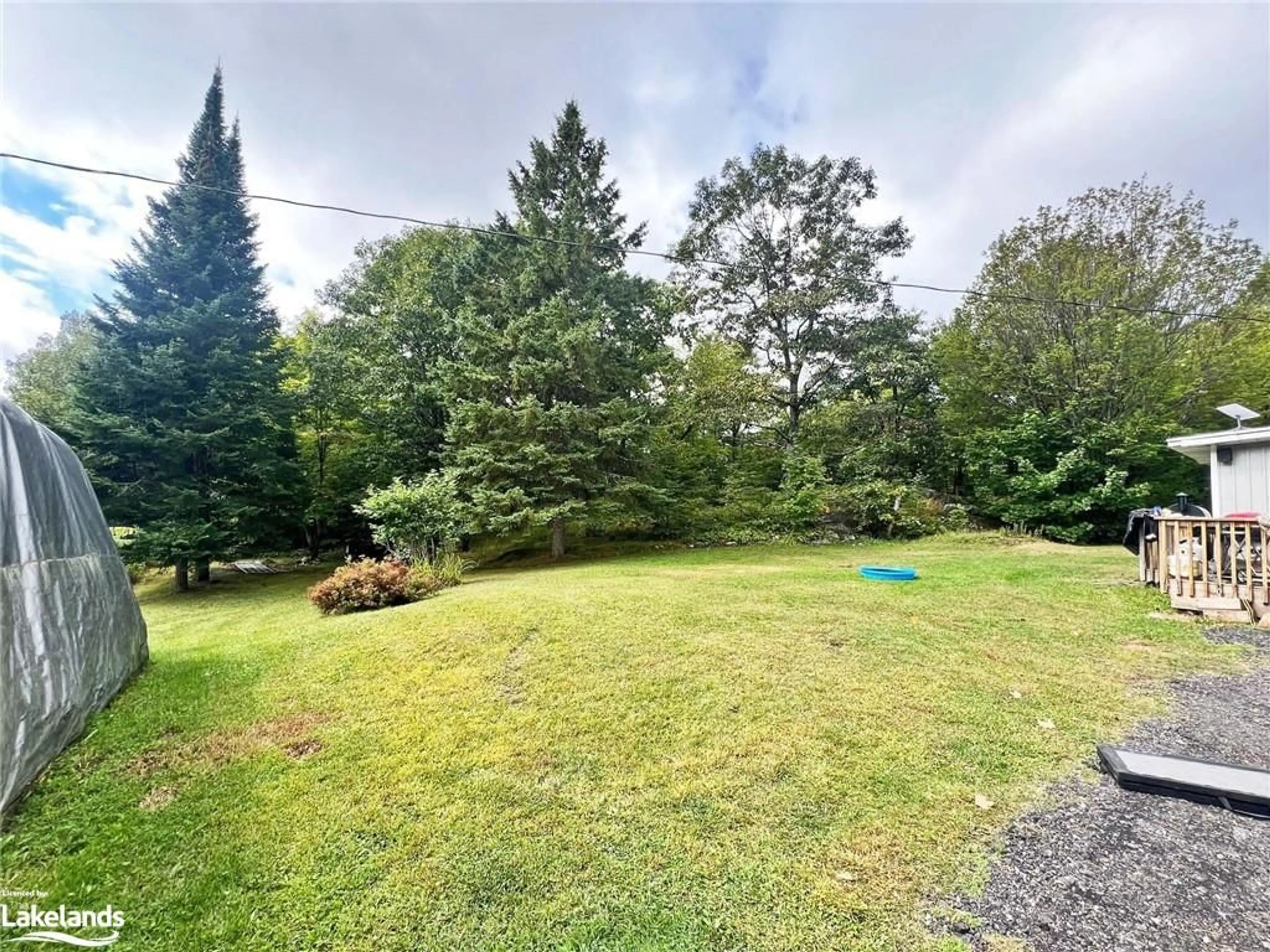 Patio, the fenced backyard for 278 124 Hwy, McDougall Ontario P2A 2W7