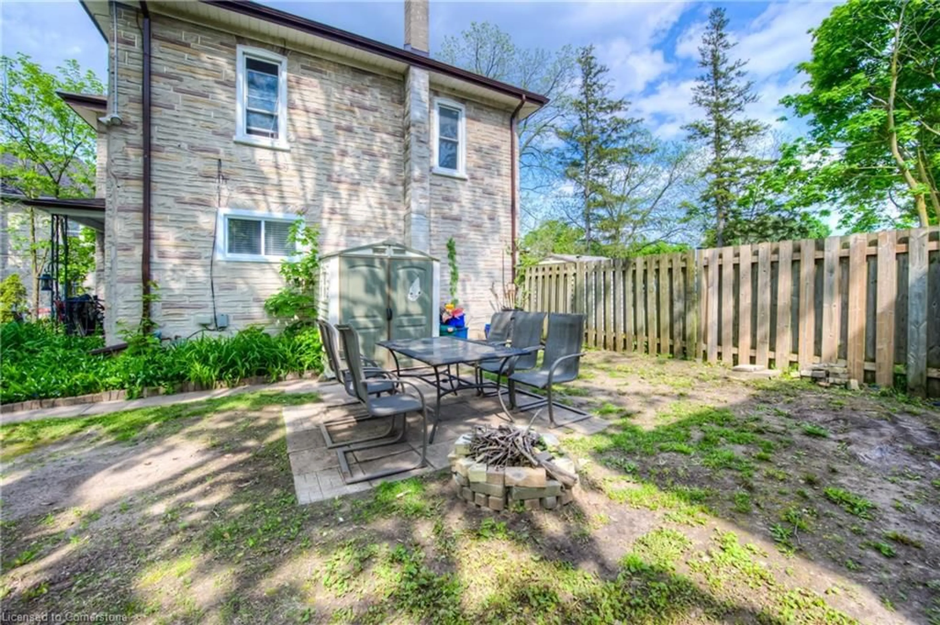 Patio, the fenced backyard for 332 Queen St, Cambridge Ontario N3C 1G8