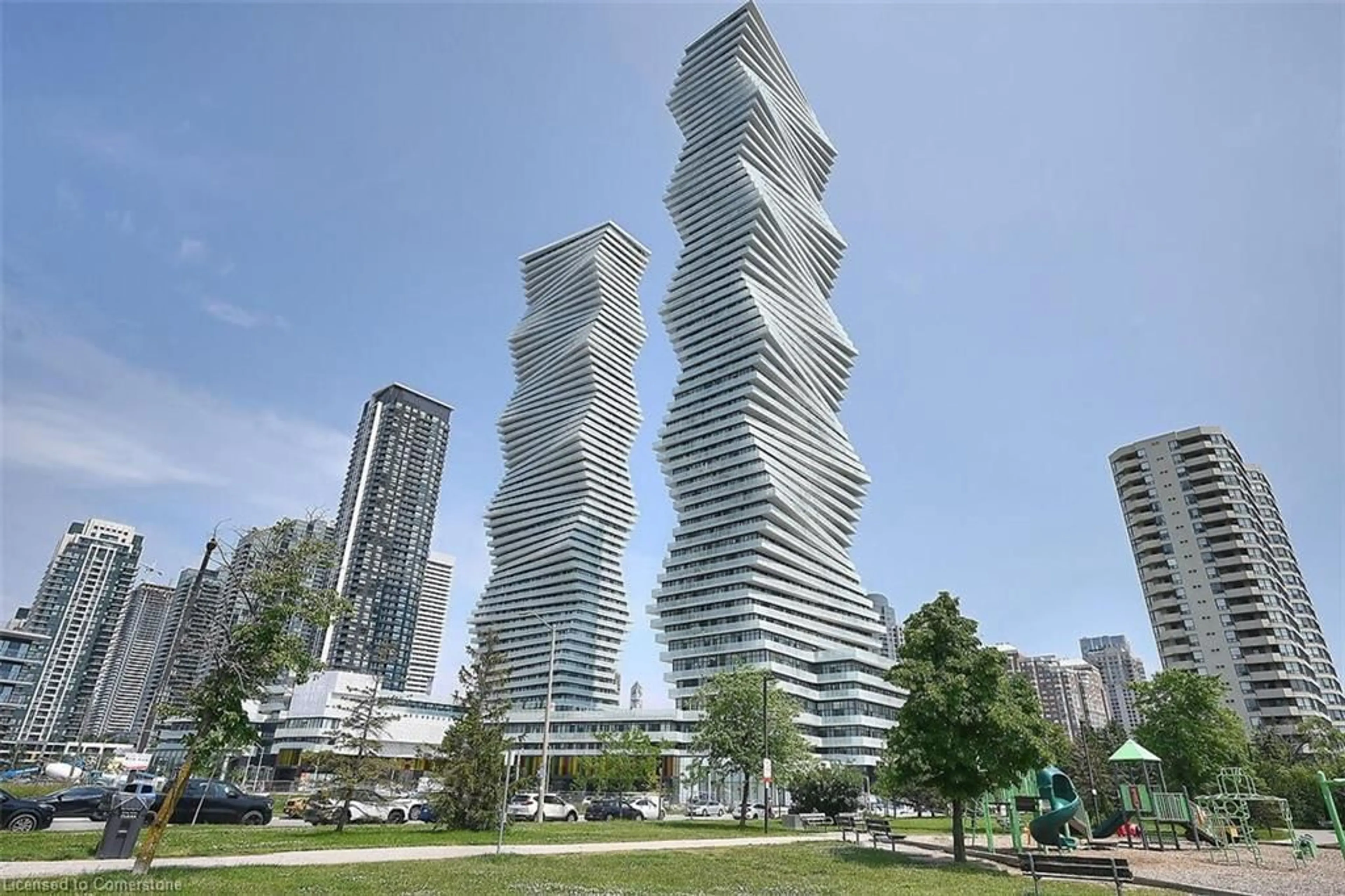 A pic from exterior of the house or condo, the view of city buildings for 3883 Quartz Rd #1103, Mississauga Ontario L5B 0M4