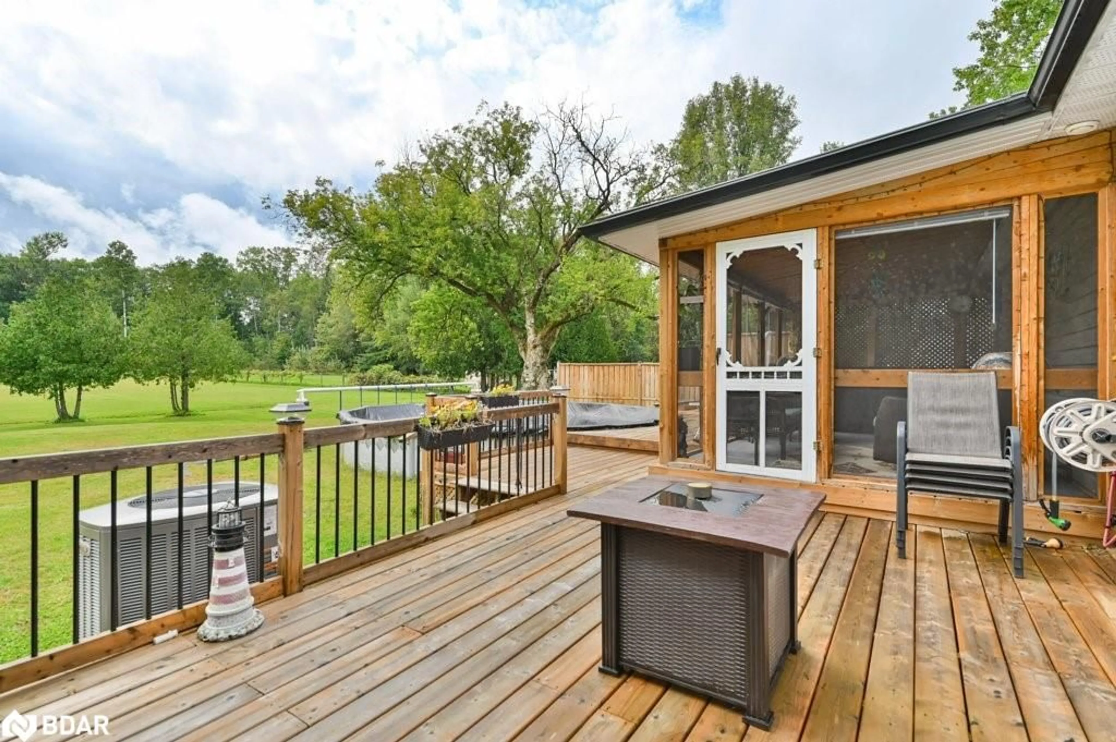 Patio, the fenced backyard for 527 Baptist Church Road, Stirling Ontario K0K 3E0