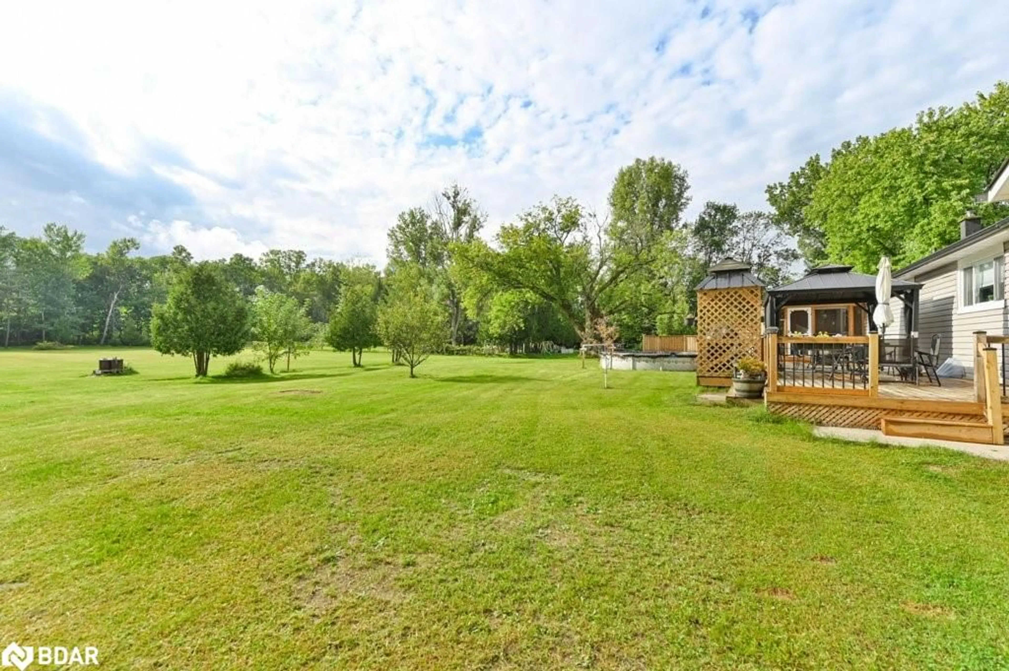 Patio, the fenced backyard for 527 Baptist Church Road, Stirling Ontario K0K 3E0