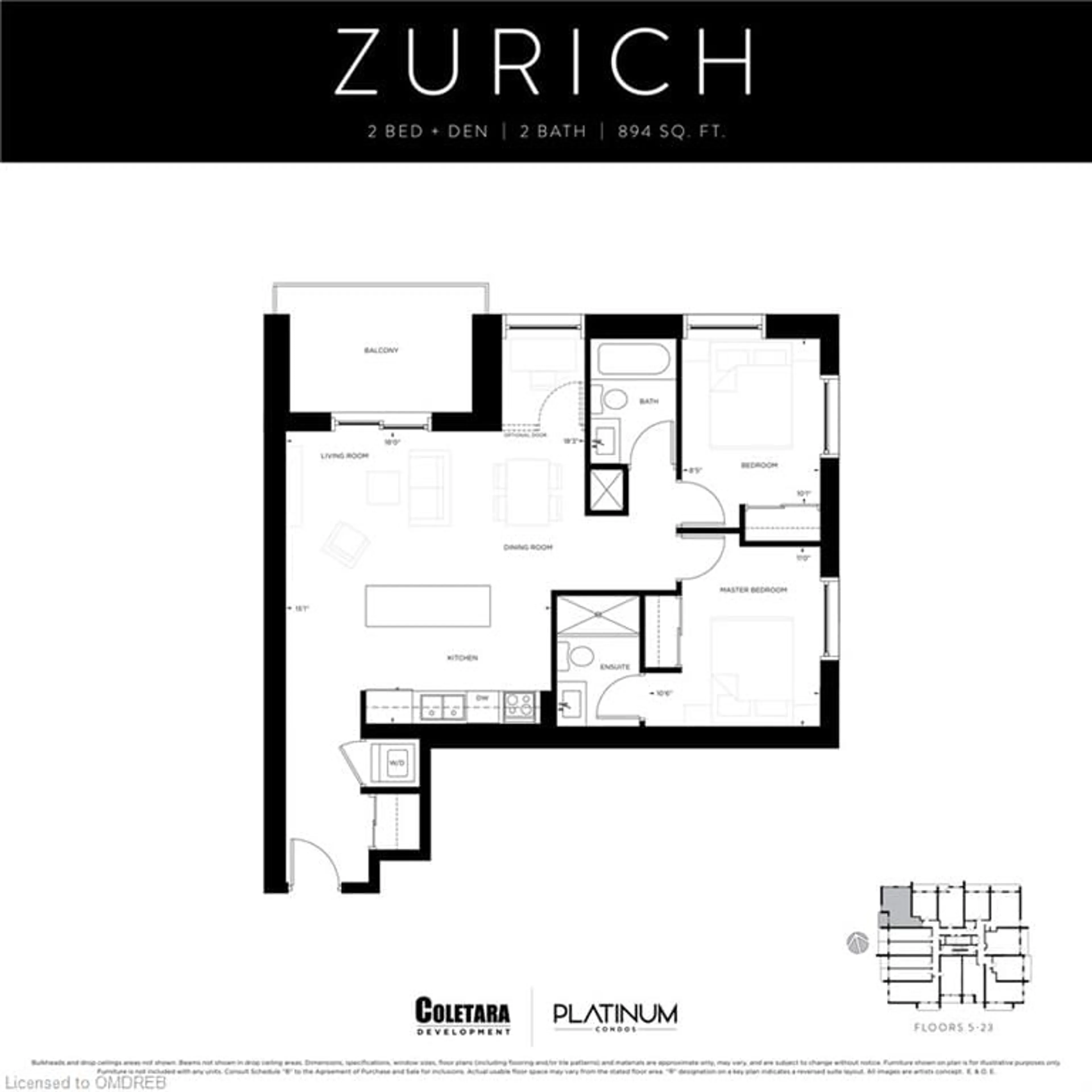 Floor plan for 15 Queen St #507, Hamilton Ontario L8P 0C6