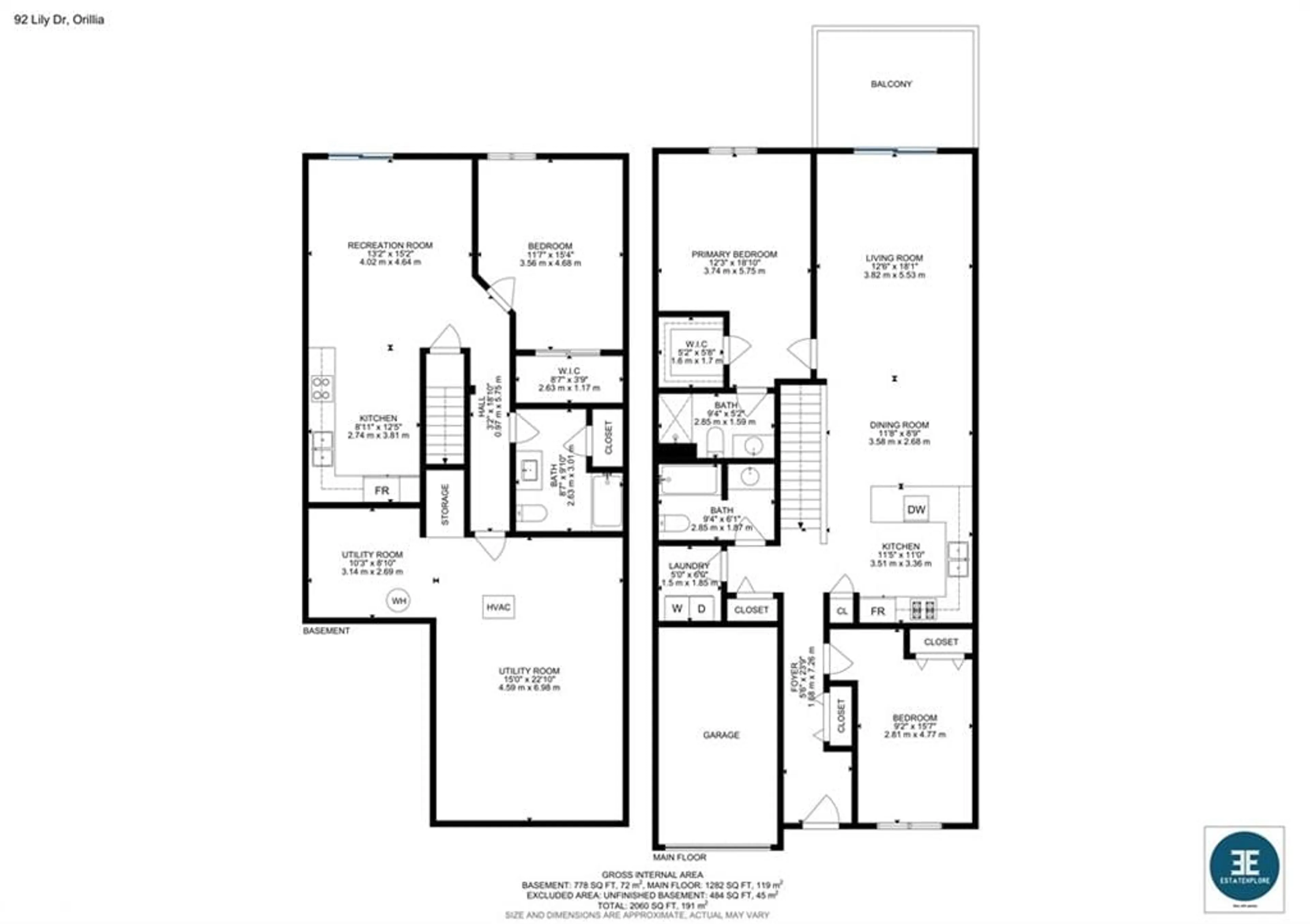 Floor plan for 92 Lily Dr, Orillia Ontario L3V 7A8