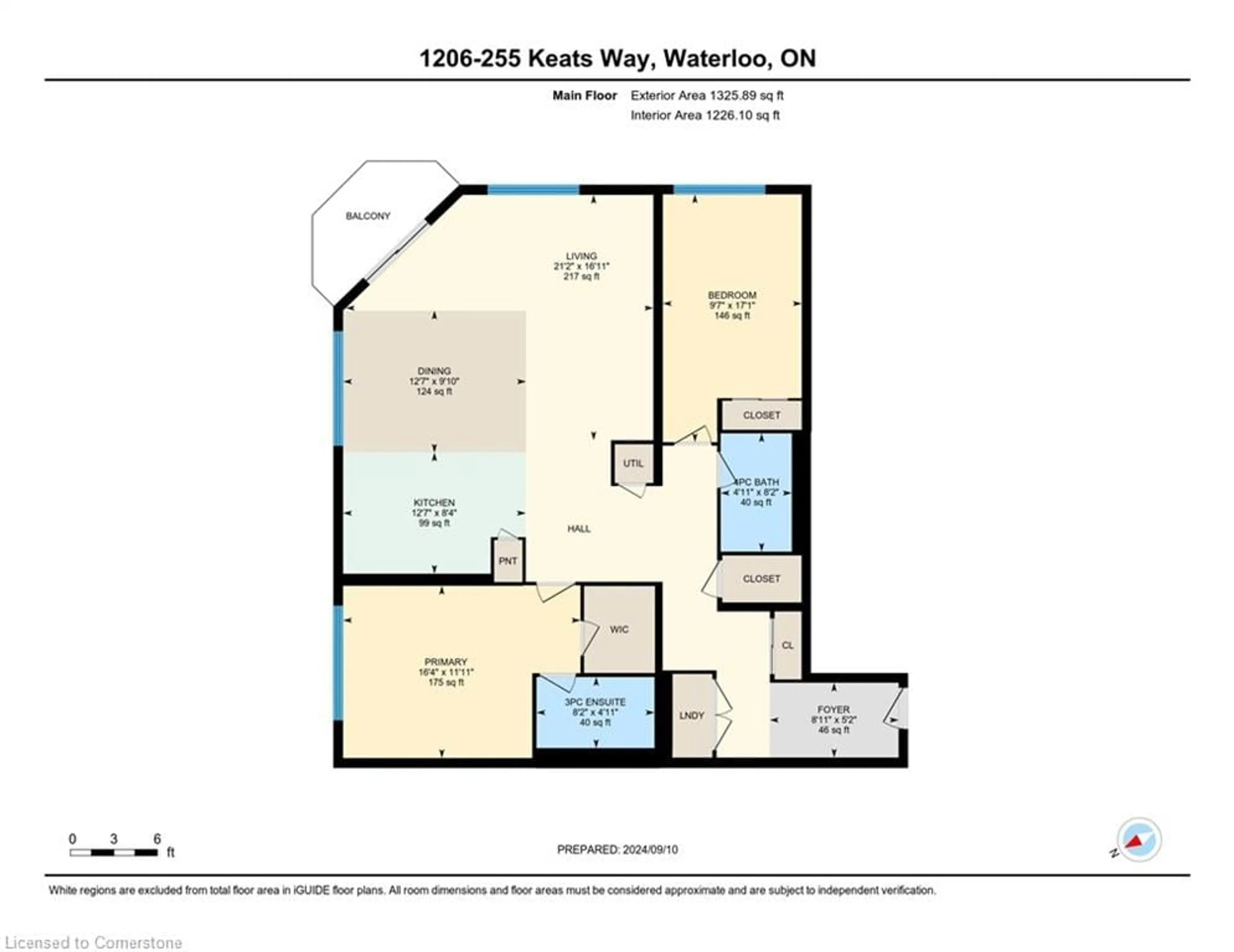 Floor plan for 255 Keats Way #1206, Waterloo Ontario N2L 6N6