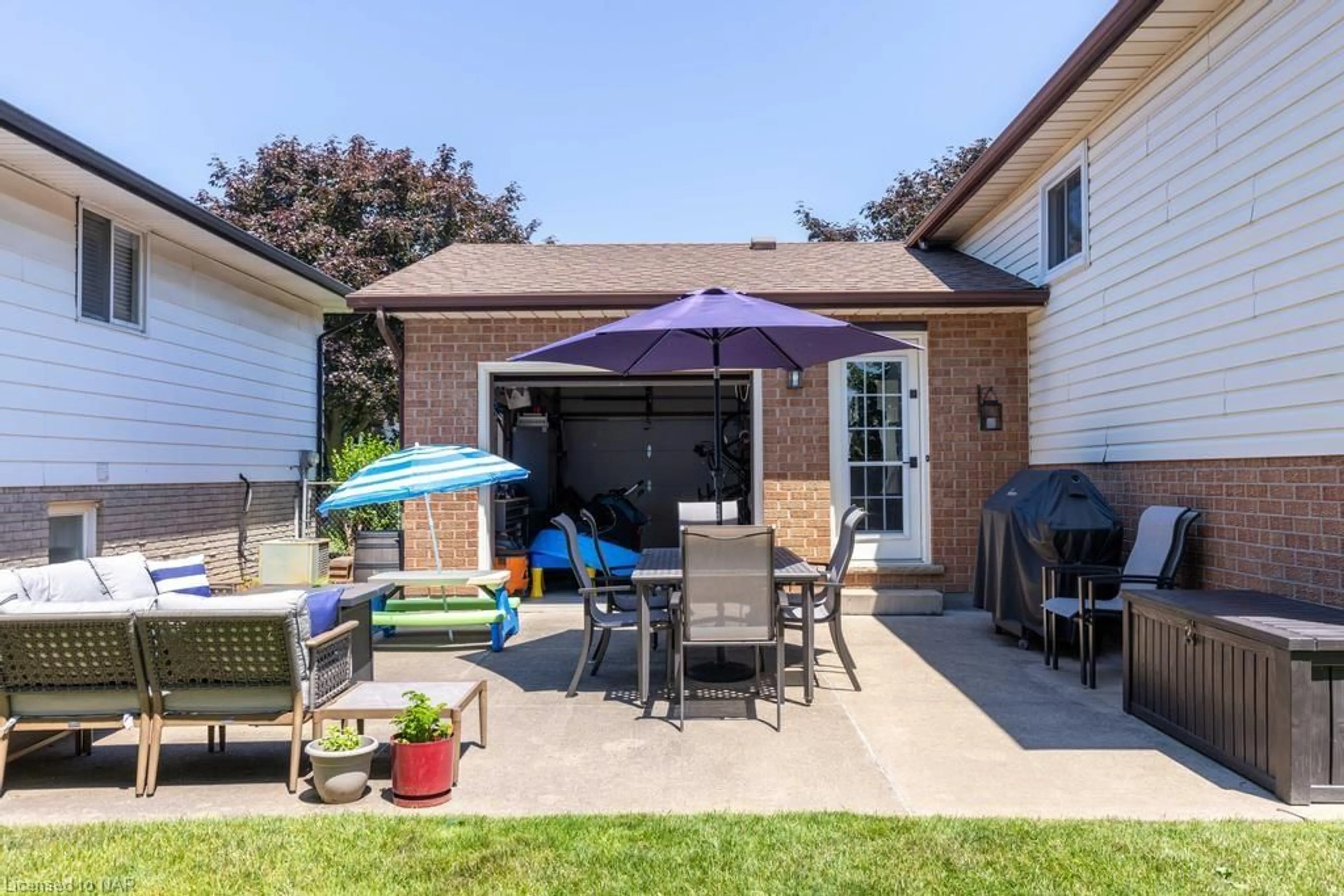 Patio, the fenced backyard for 6195 Delta Dr, Niagara Falls Ontario L2H 2H5