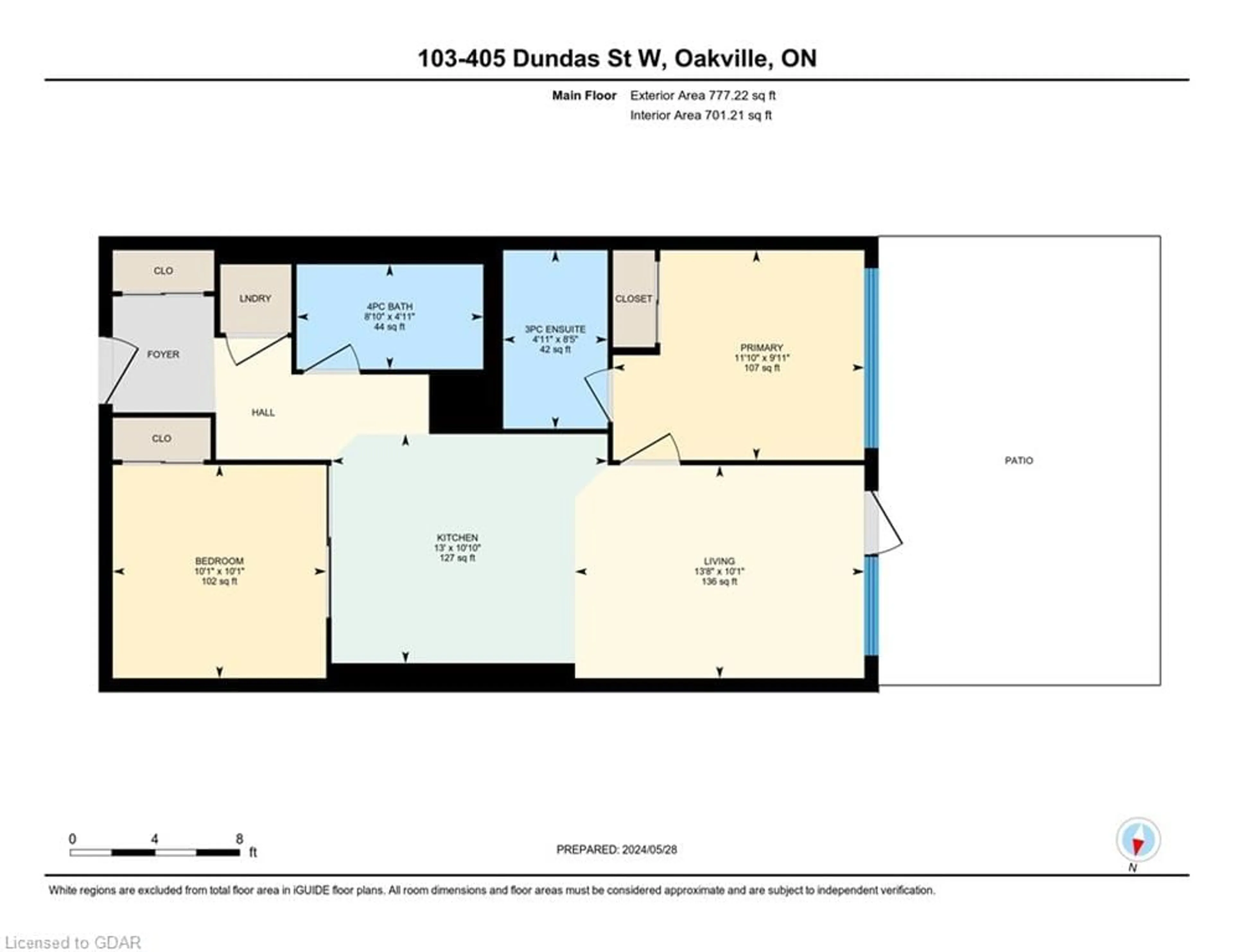 Floor plan for 405 Dundas St #103, Oakville Ontario L6M 5P9