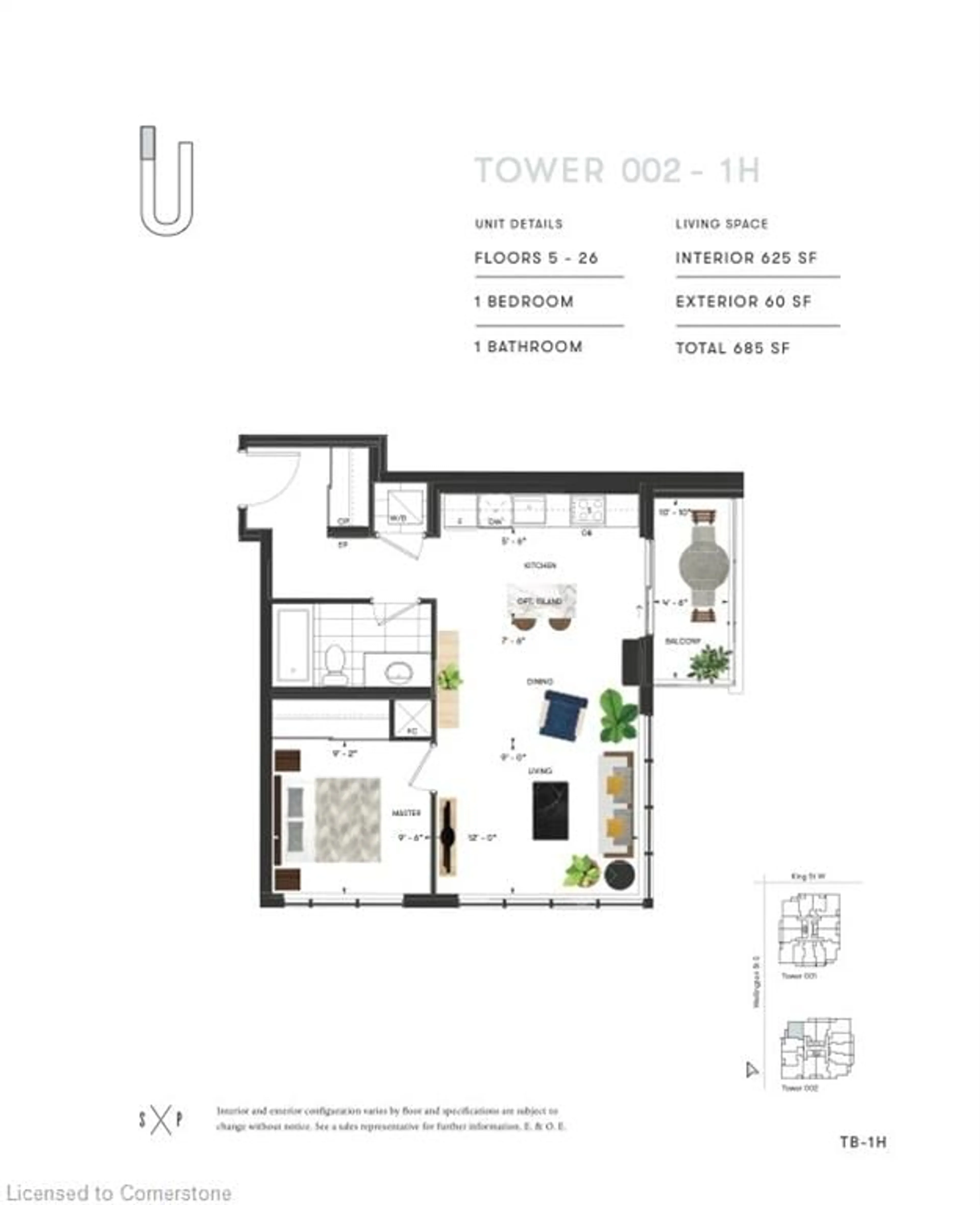 Floor plan for 15 Wellington St #612, Kitchener Ontario N2G 0E4