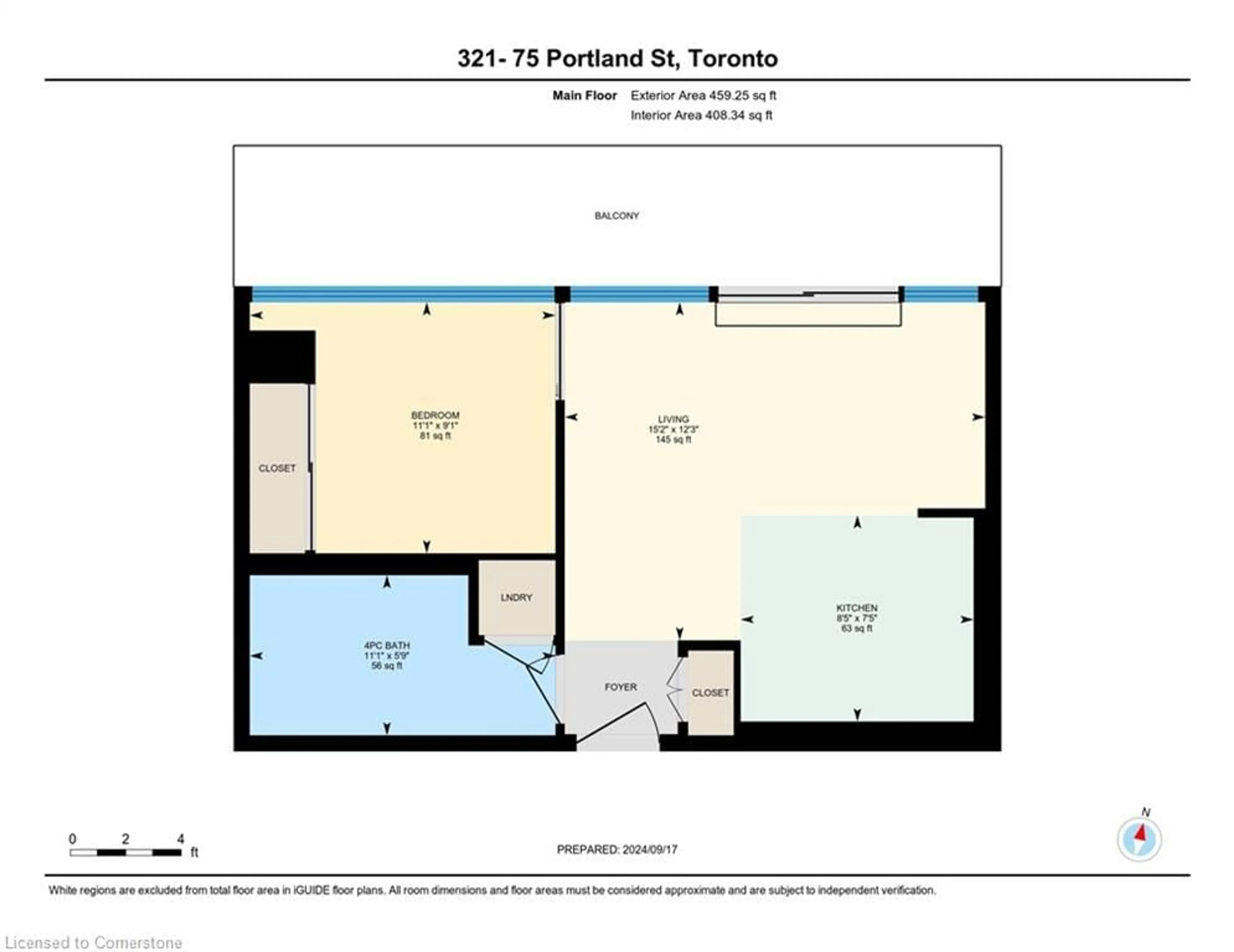 Floor plan for 75 Portland St #321, Toronto Ontario M5V 2M9