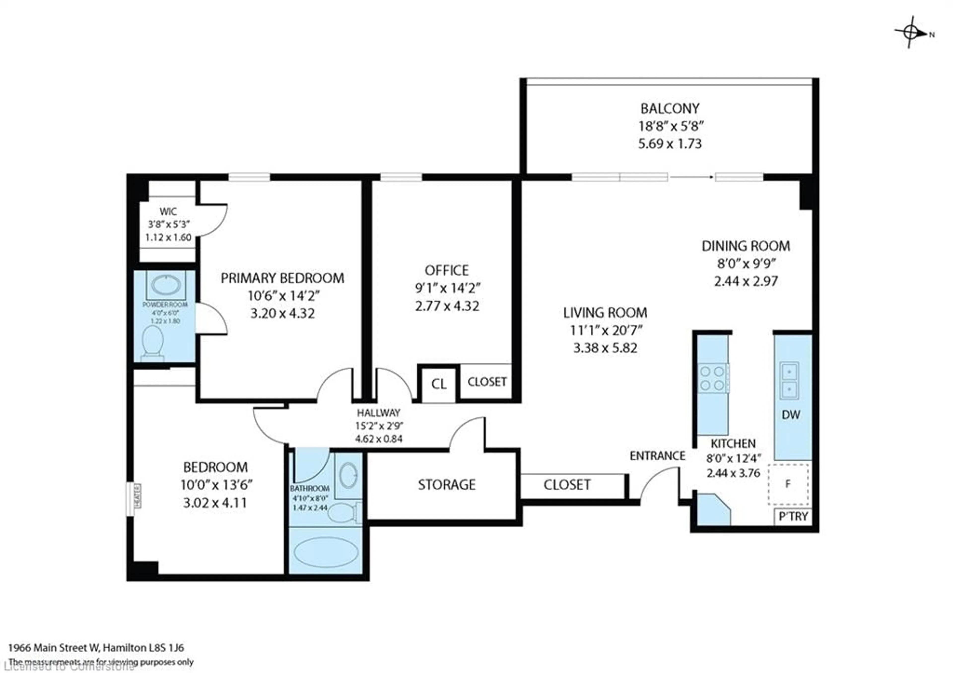 Floor plan for 1966 Main Street #1508, Hamilton Ontario L8S 1J6