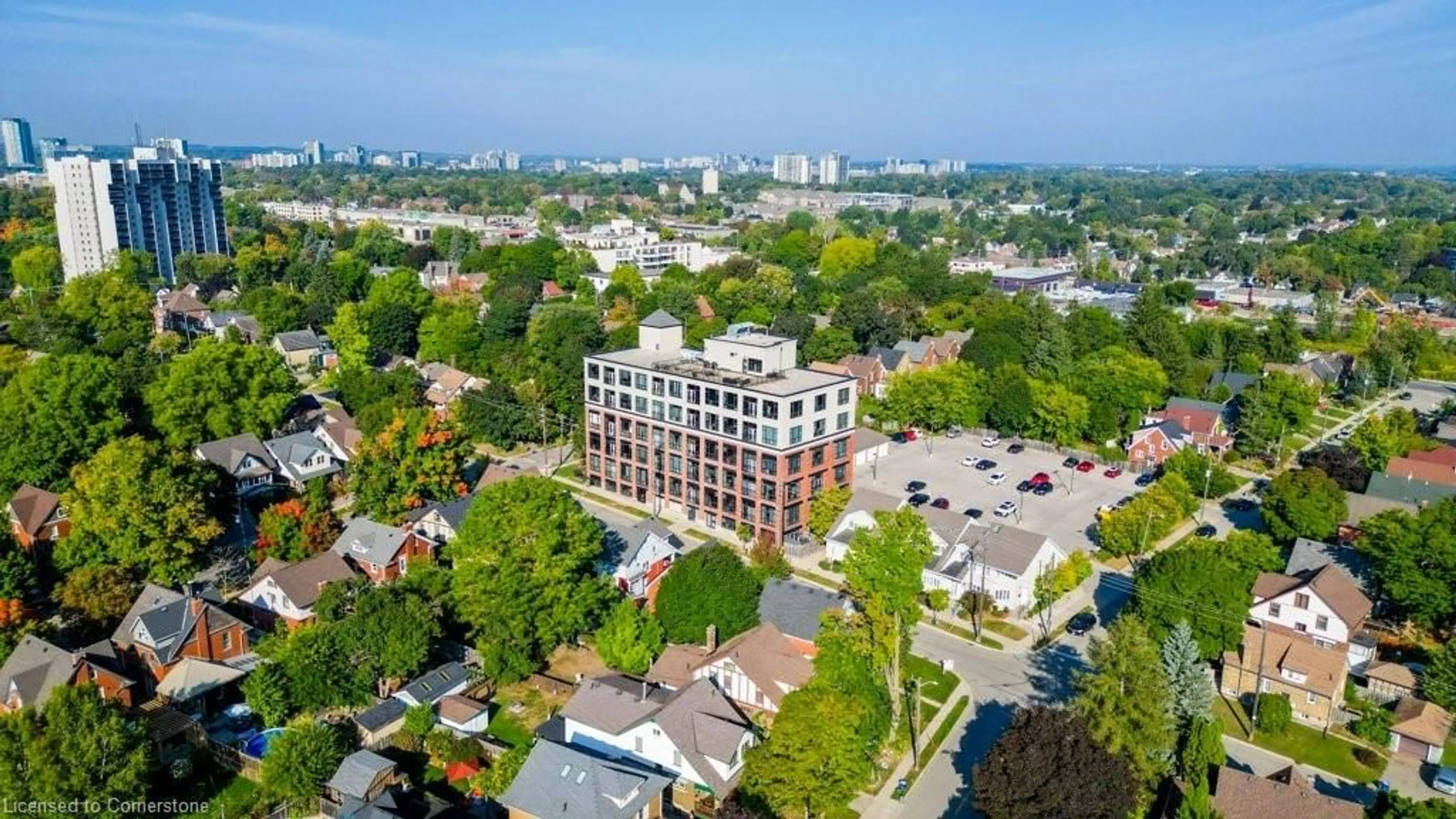 A pic from exterior of the house or condo, the view of city buildings for 120 Mansion St #605, Kitchener Ontario N2H 0A1