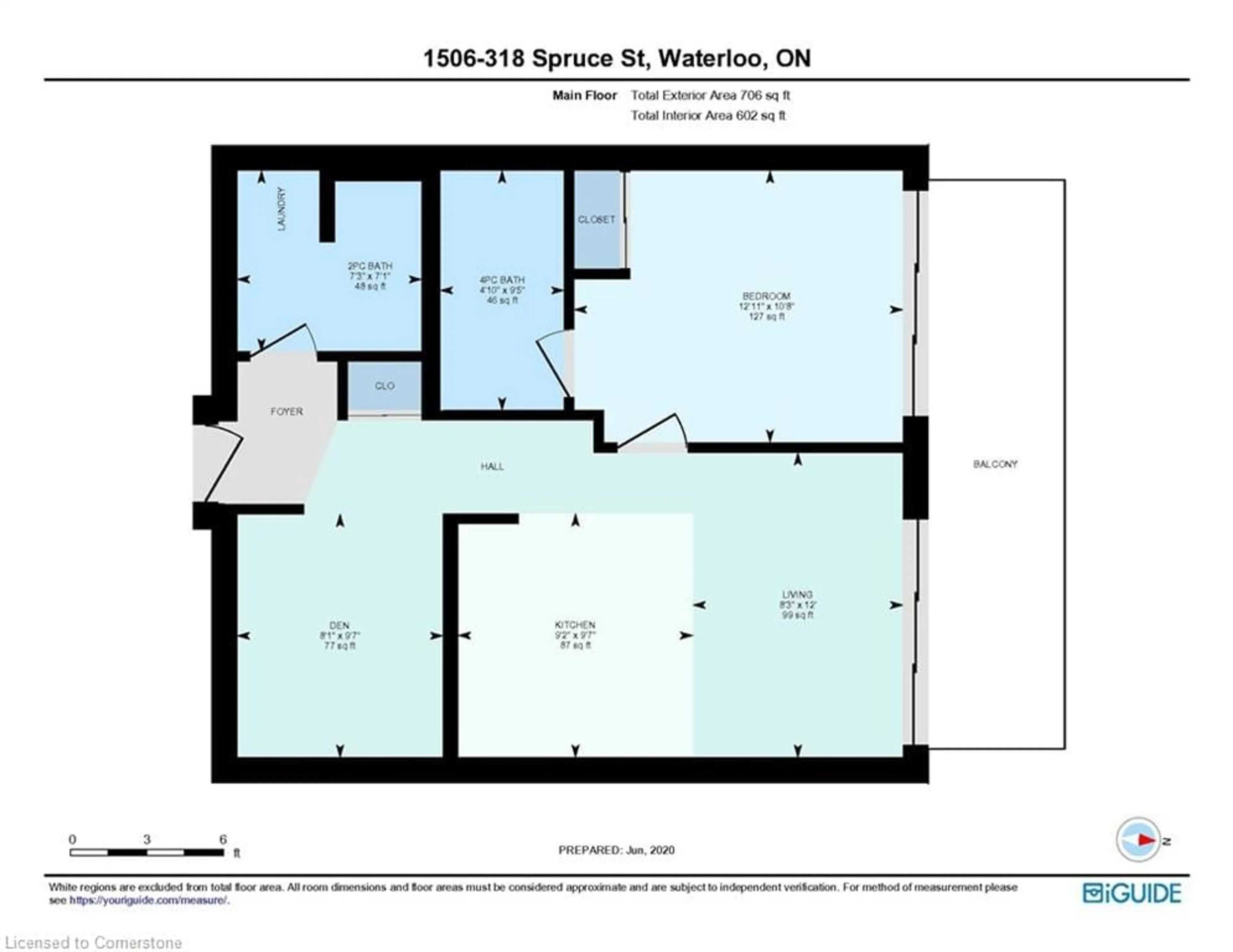 Floor plan for 318 Spruce St #1506, Waterloo Ontario N2L 3M7