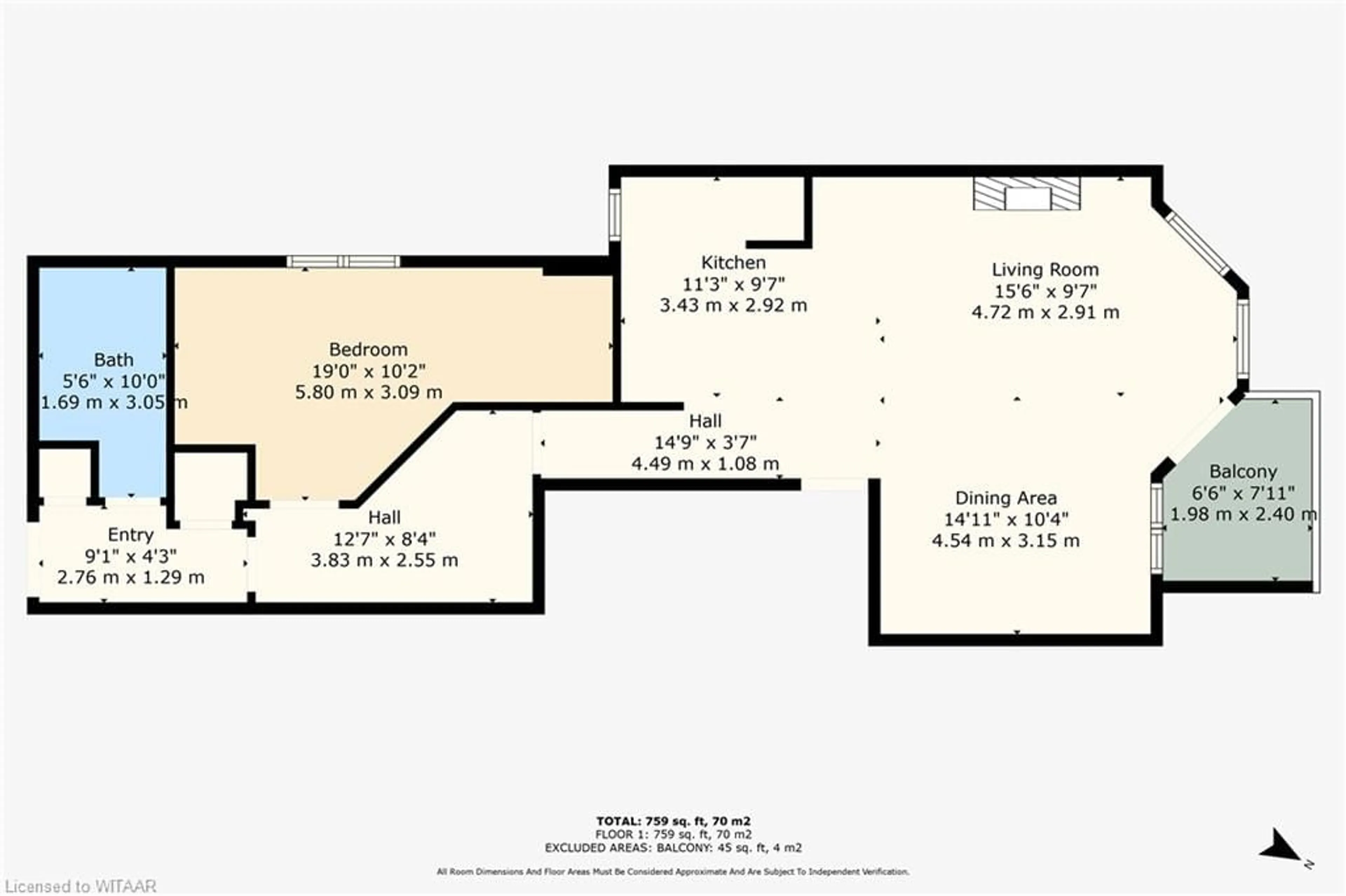 Floor plan for 275 Queens Ave #204, London Ontario N6B 1X2