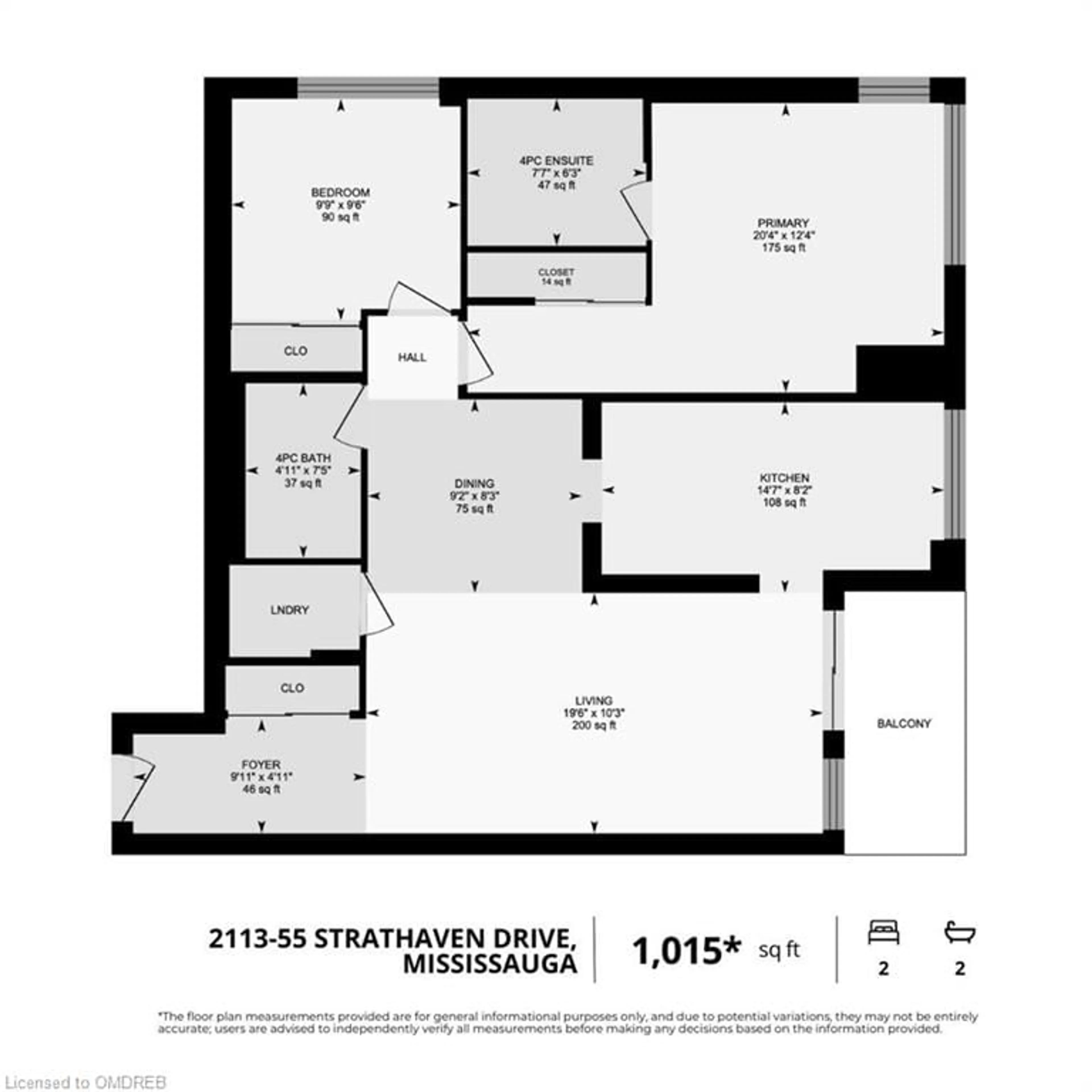 Floor plan for 55 Strathaven Dr #2113, Mississauga Ontario L5R 4G9