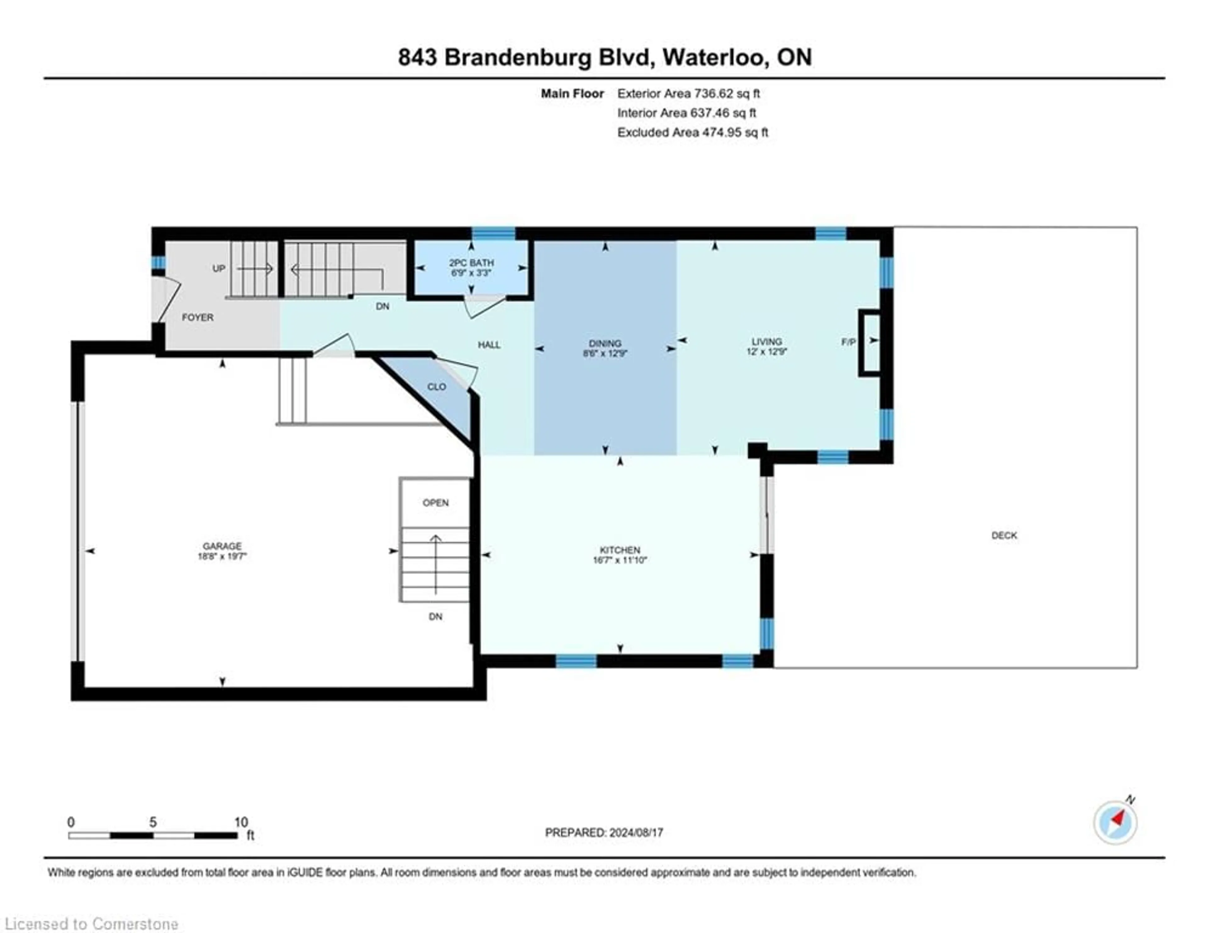 Floor plan for 843 Brandenburg Blvd, Waterloo Ontario N2T 2X5