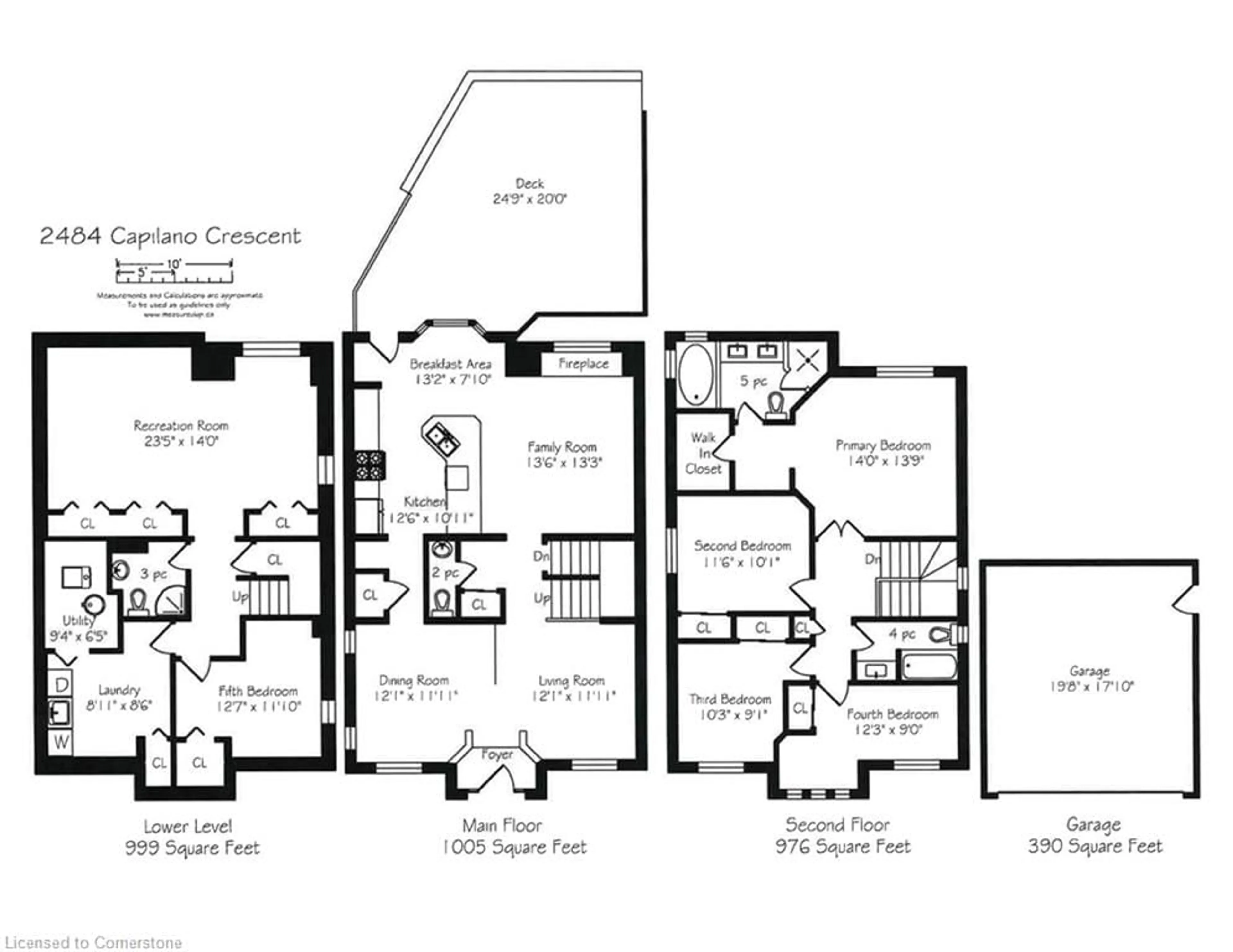 Floor plan for 2484 Capilano Cres, Oakville Ontario L6H 6L4