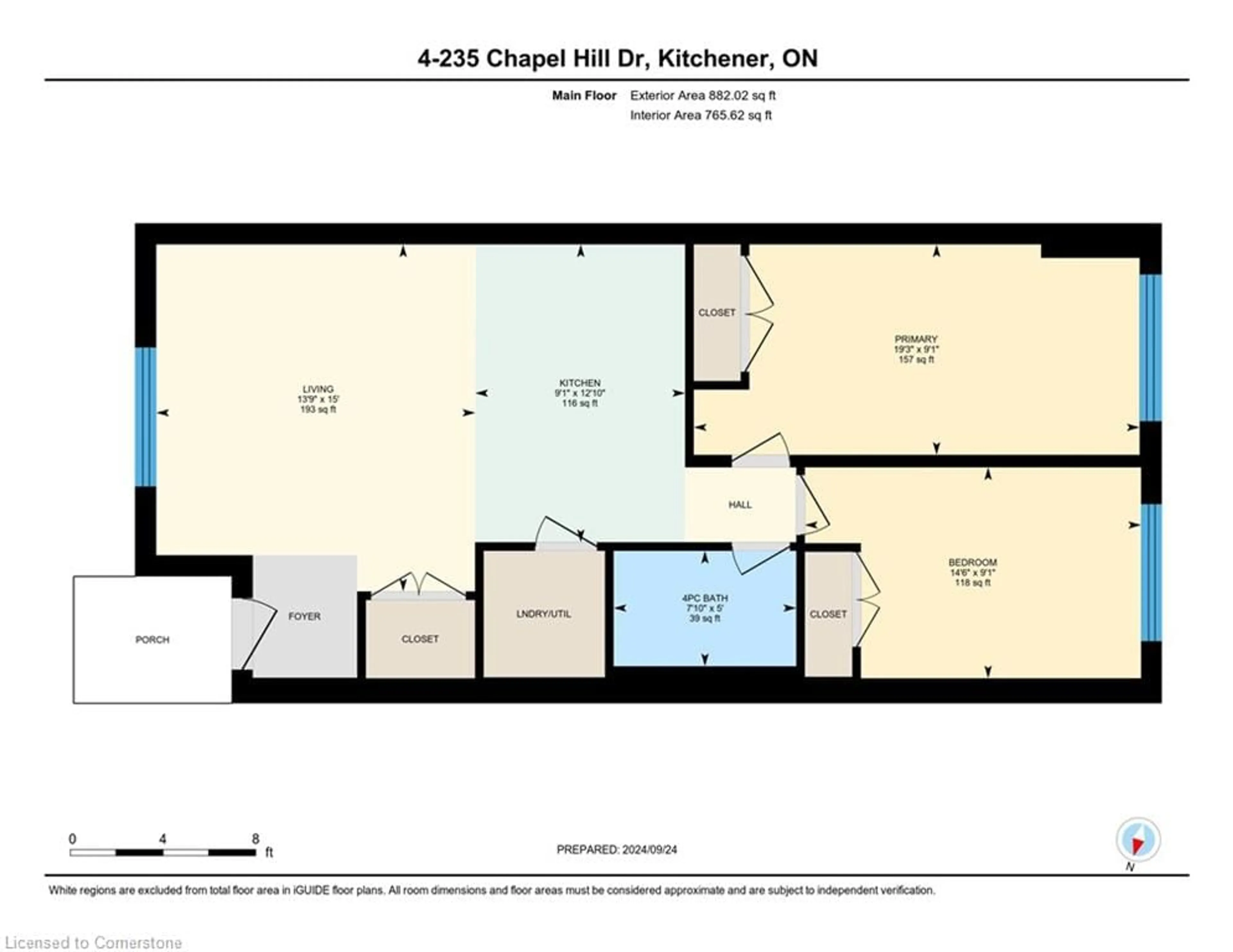 Floor plan for 235 Chapel Hill Dr #4, Kitchener Ontario N2R 0S4