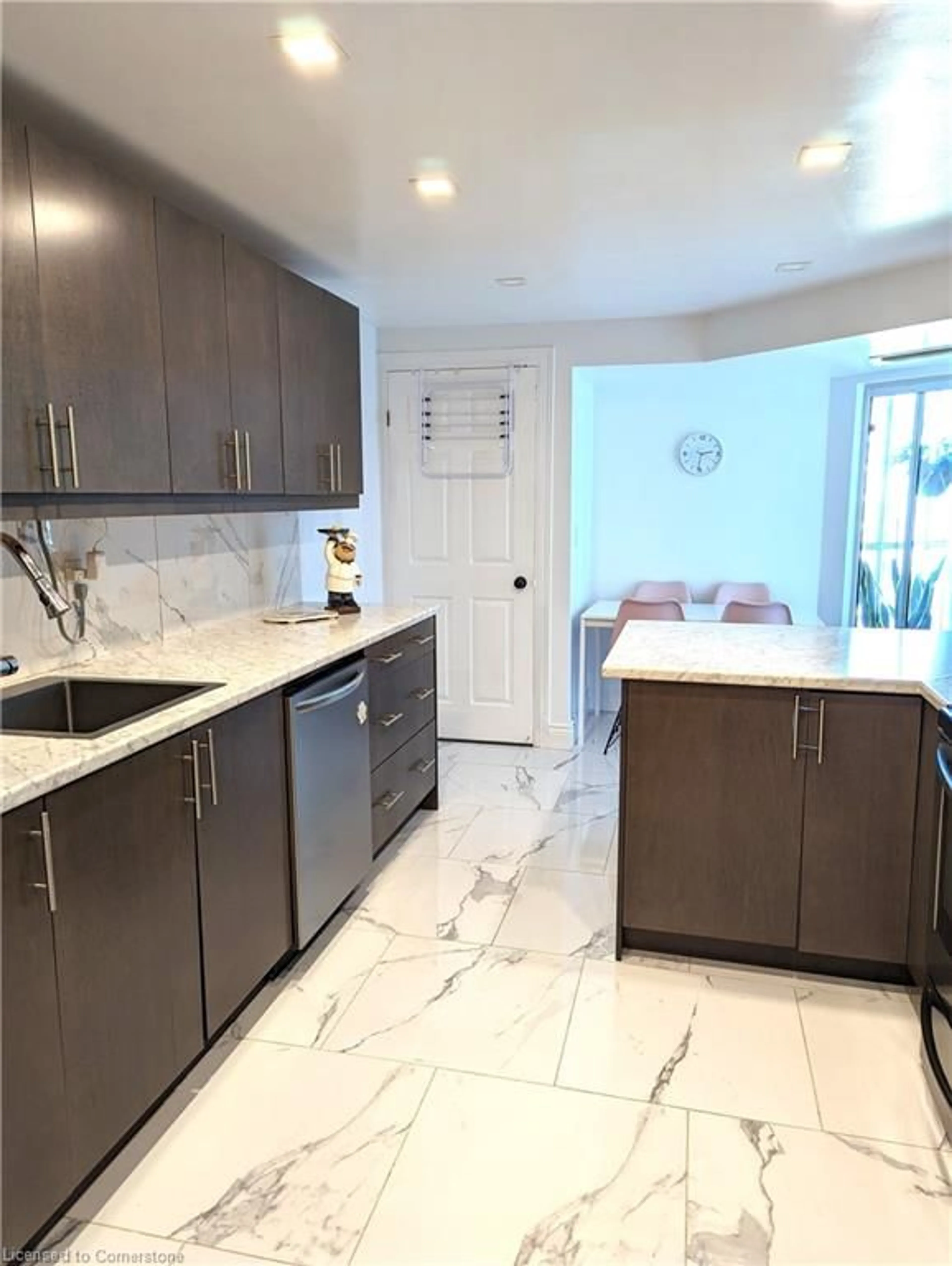 Contemporary kitchen, ceramic floors for 265 Westcourt Pl #605, Waterloo Ontario N2L 6E4