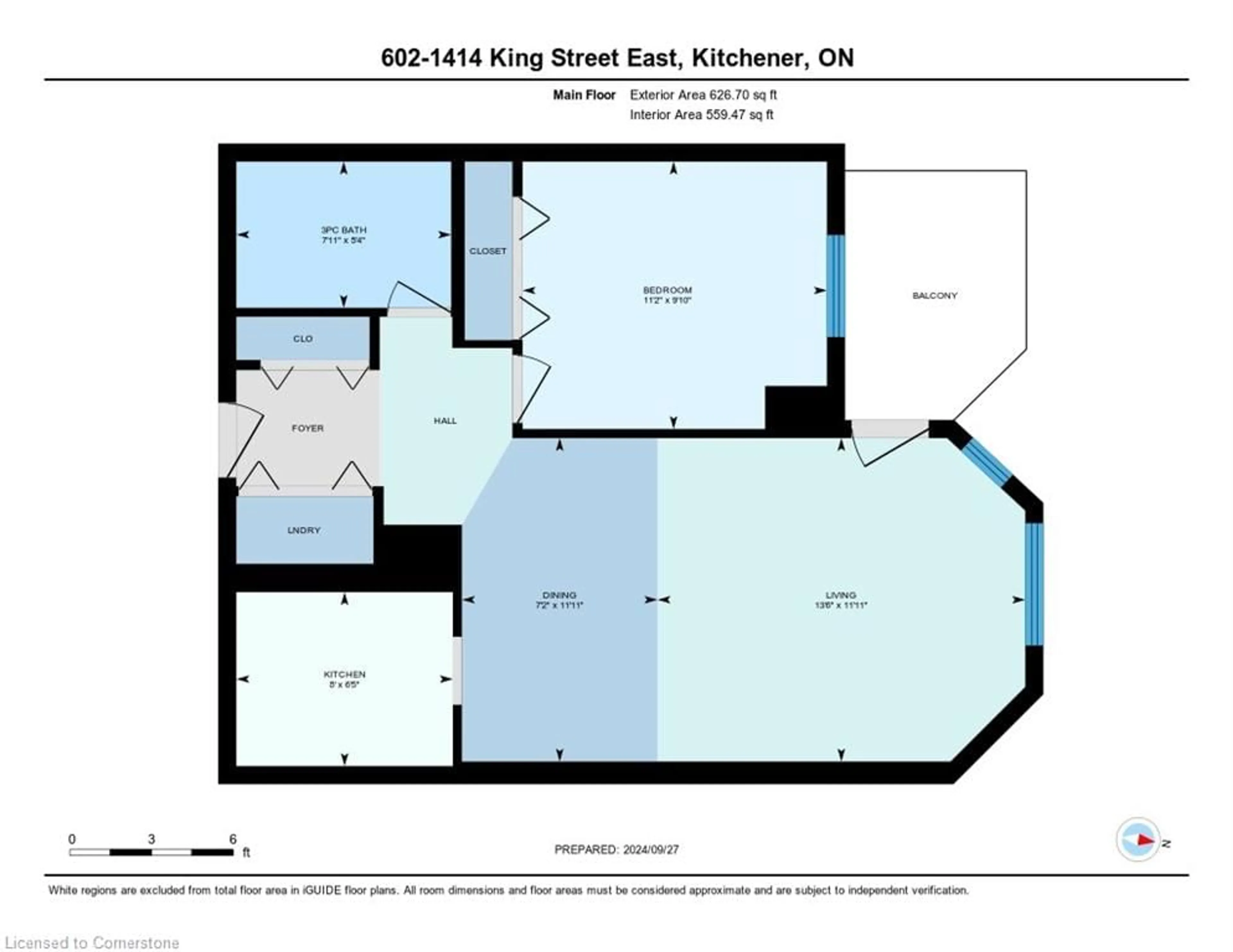 Floor plan for 1414 King St #602, Kitchener Ontario N2G 4T8