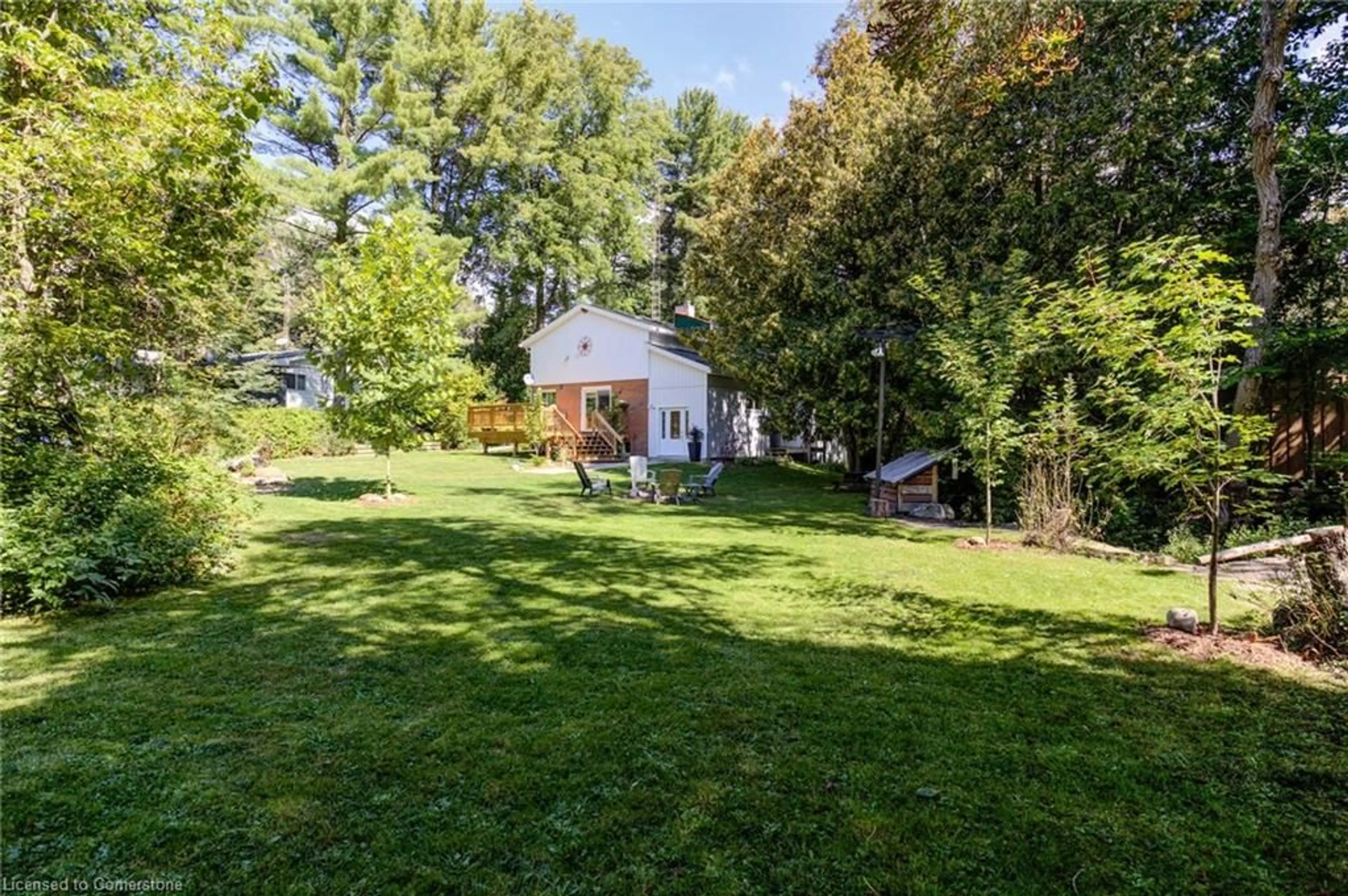 Patio, the fenced backyard for 1 Beaumont Crt, Tiny Ontario L0L 2J0