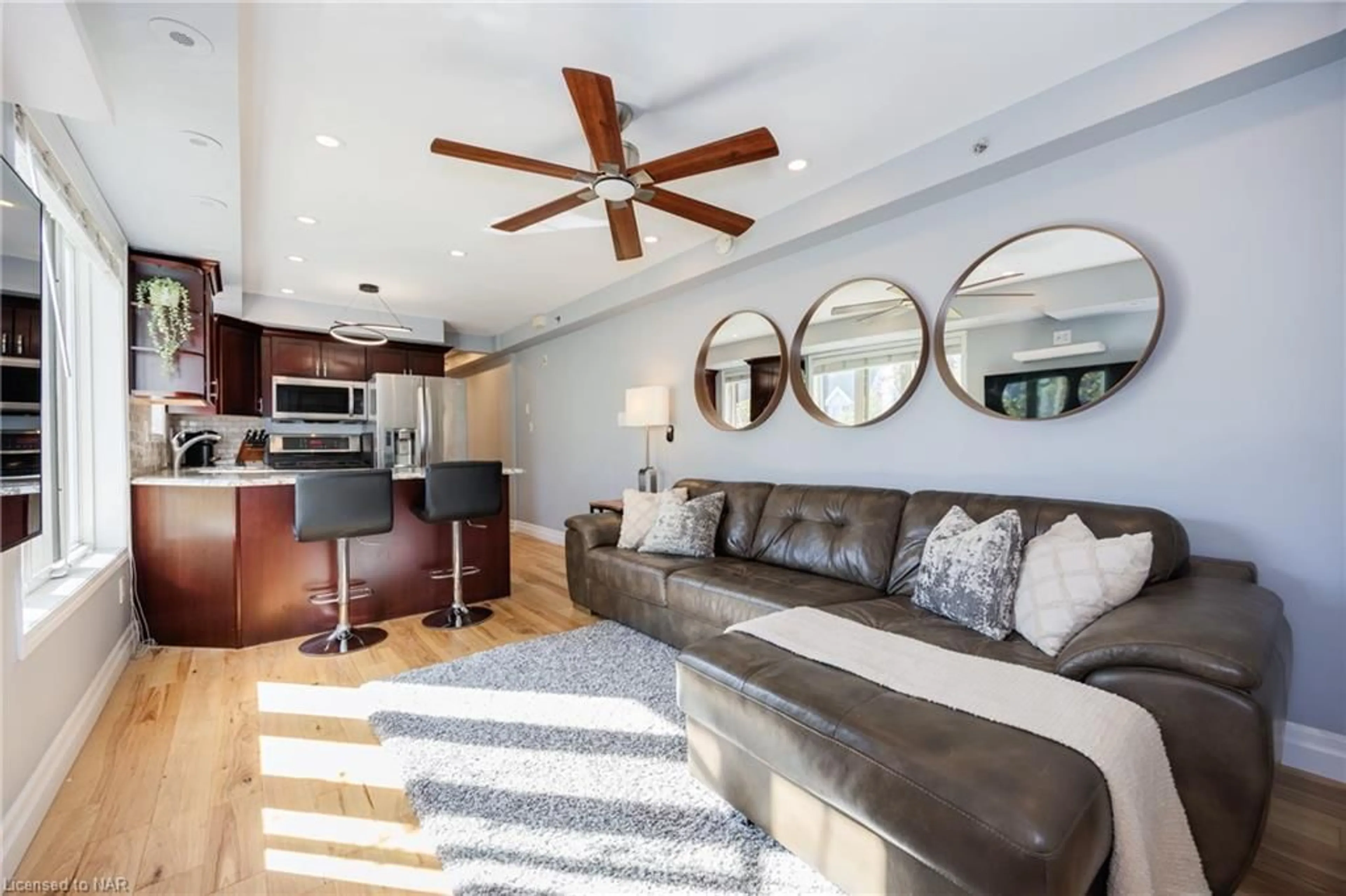 Living room, wood floors for 12 Laidlaw St #833C, Toronto Ontario M6K 1X2