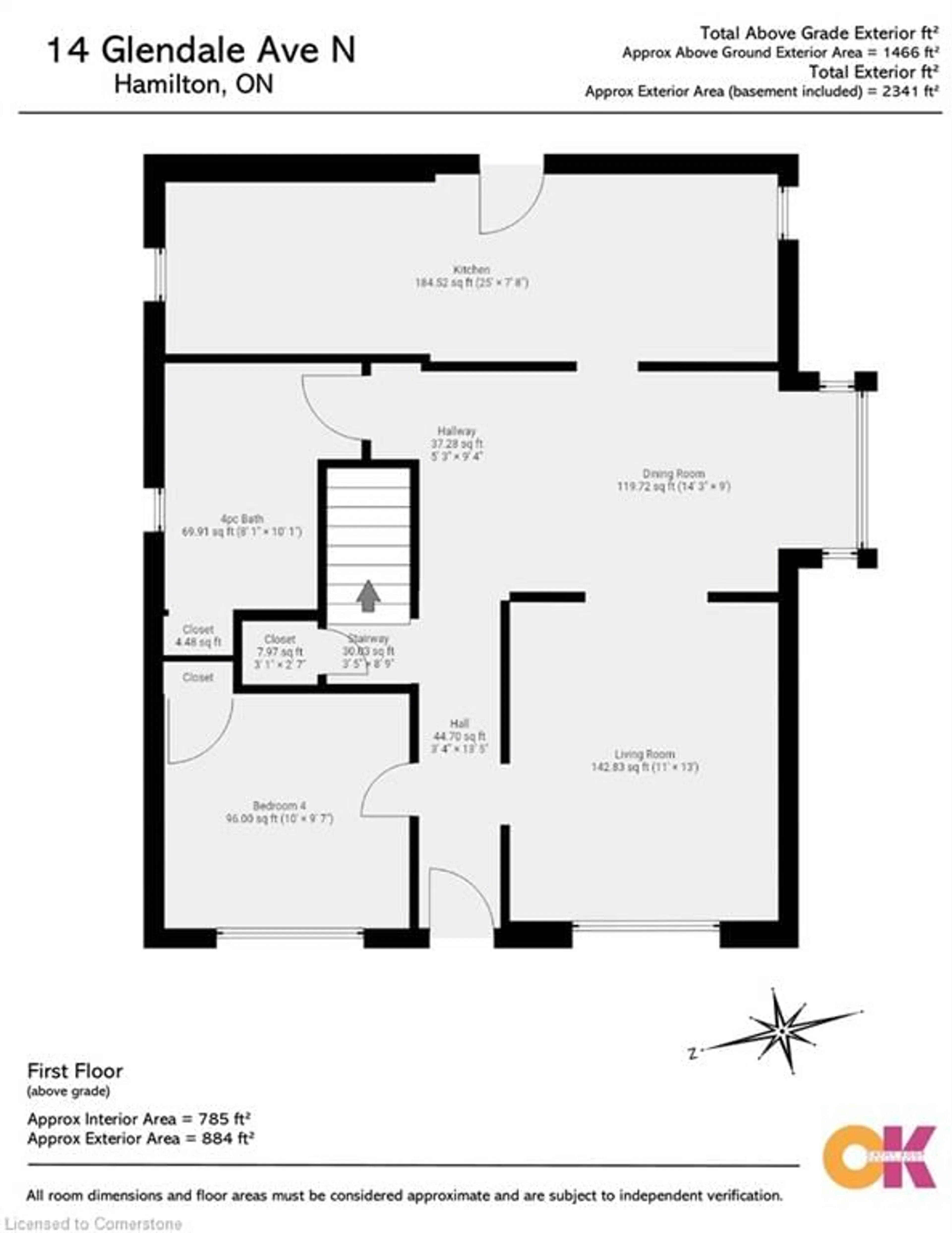 Floor plan for 14 Glendale Ave, Hamilton Ontario L8L 7J3