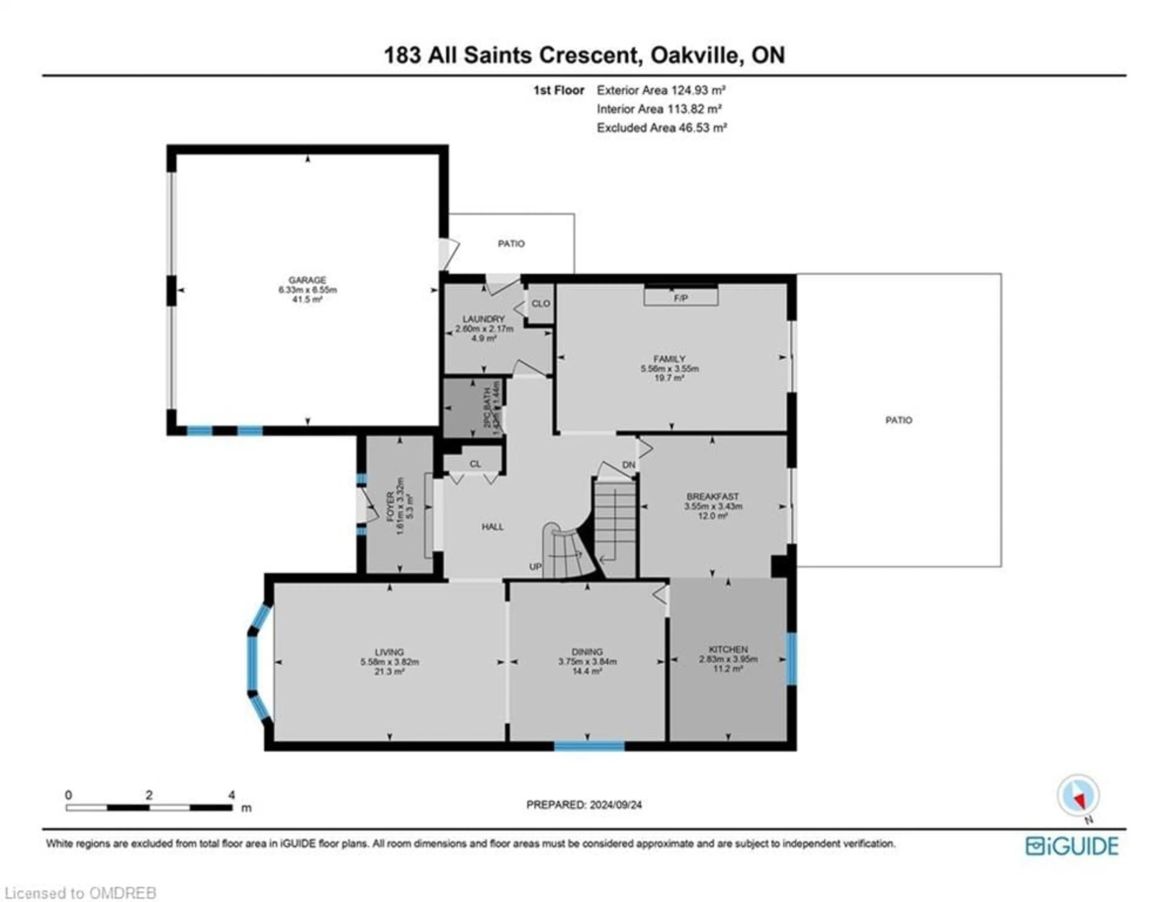 Floor plan for 183 All Saints Cres, Oakville Ontario L6J 5Y6