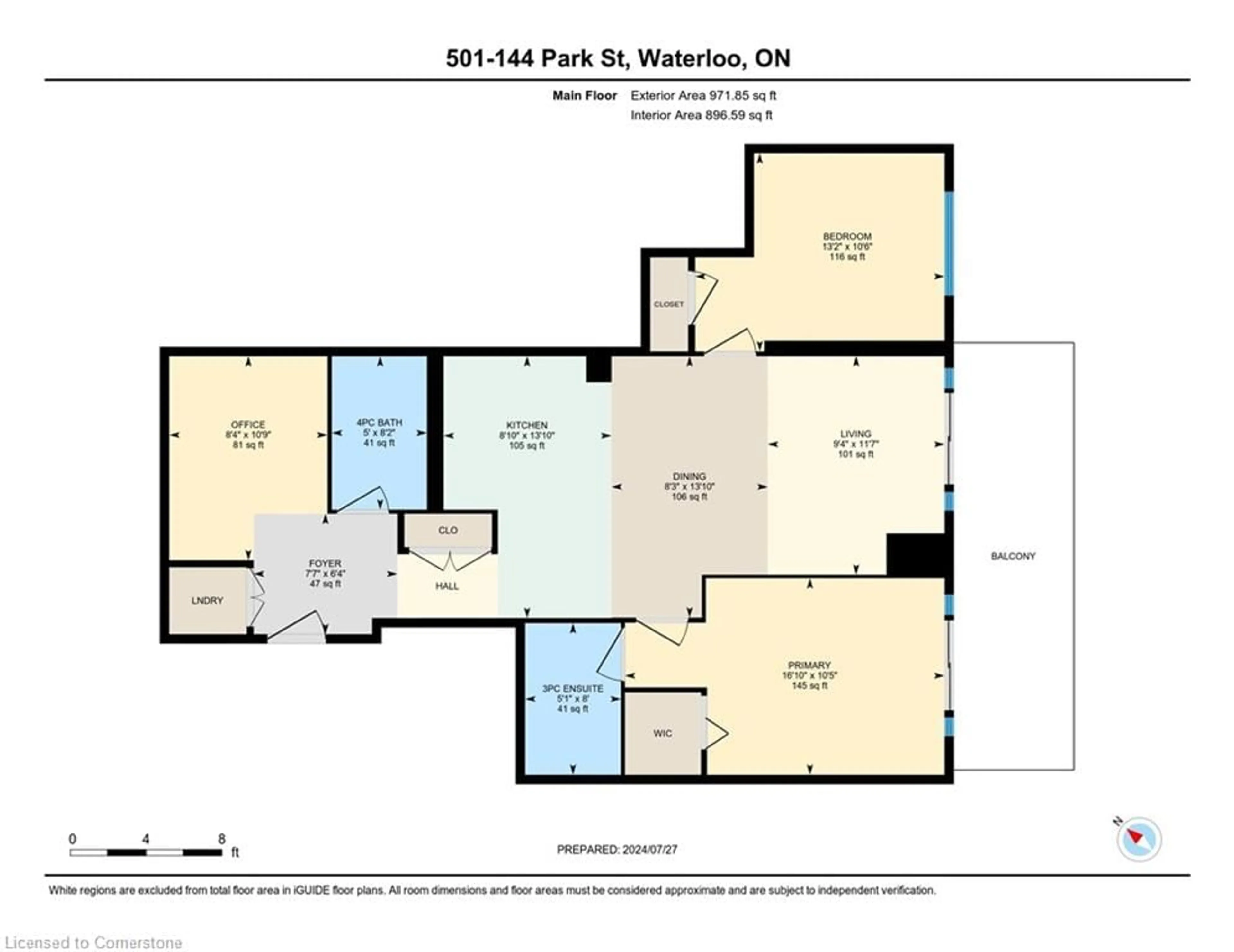 Floor plan for 144 Park St #501, Waterloo Ontario N2L 0B6