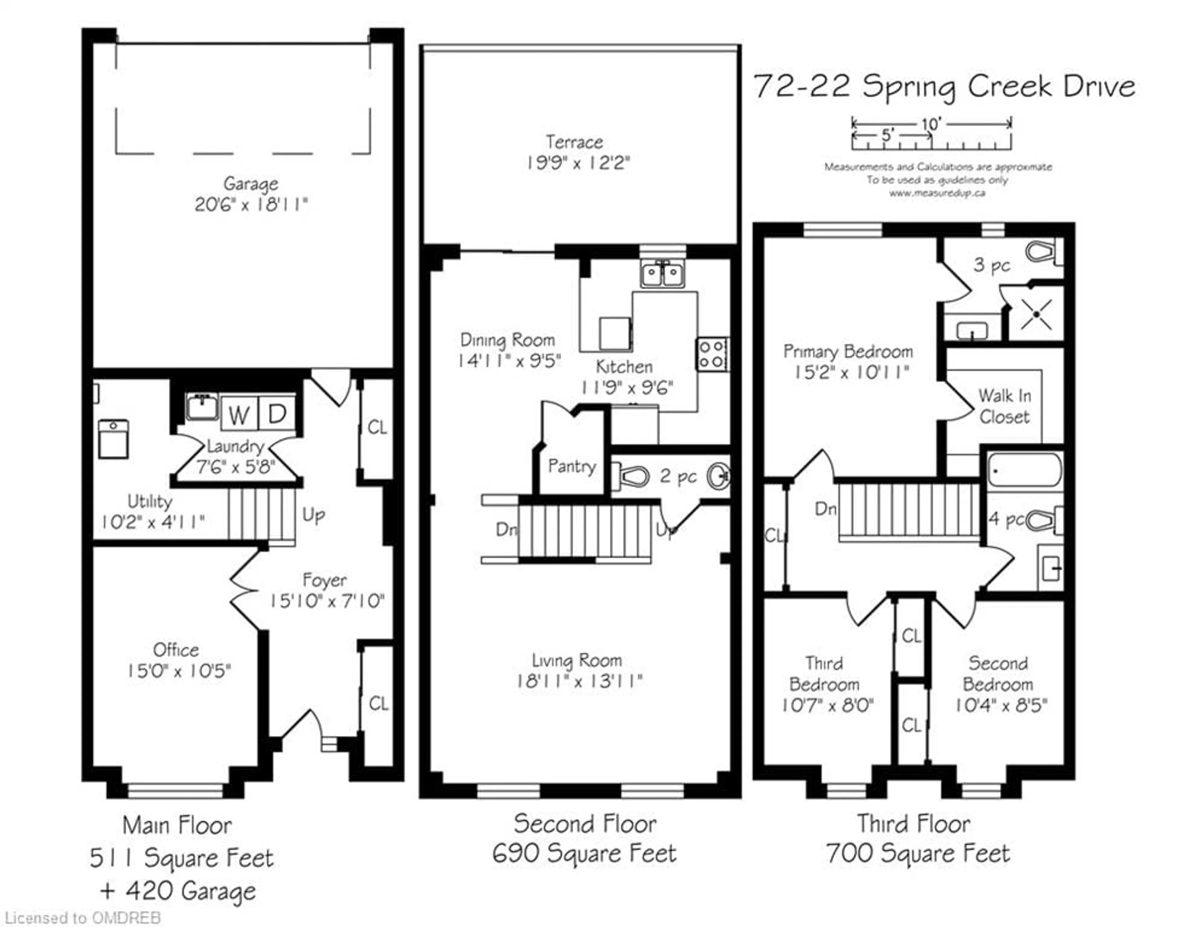 Floor plan for 22 Spring Creek Drive Dr #72, Waterdown Ontario L8B 1V7