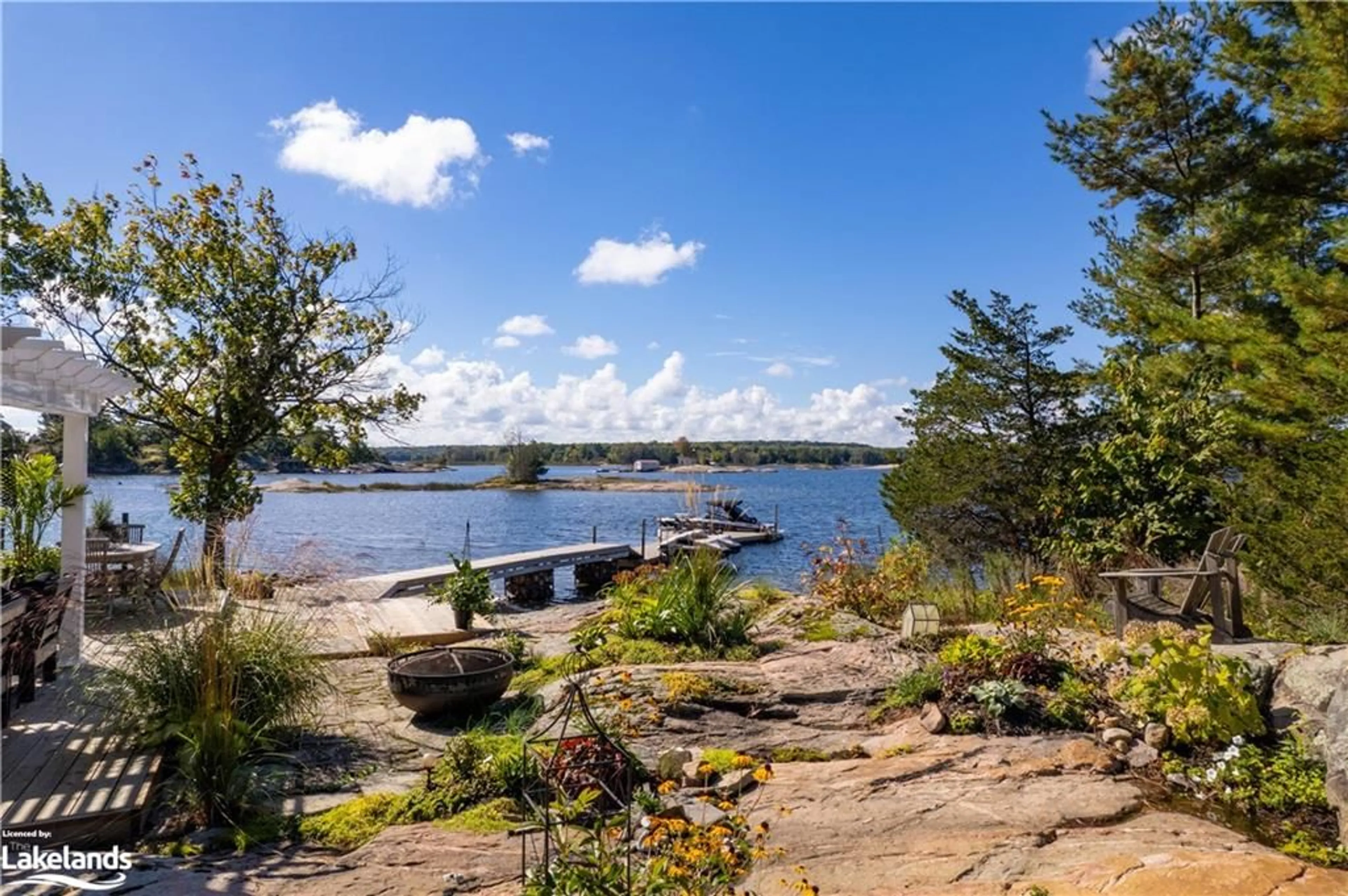 Patio, the view of lake or river for 4476 Island 1040/Little Beausoleil Island, Honey Harbour Ontario P0E 1E0