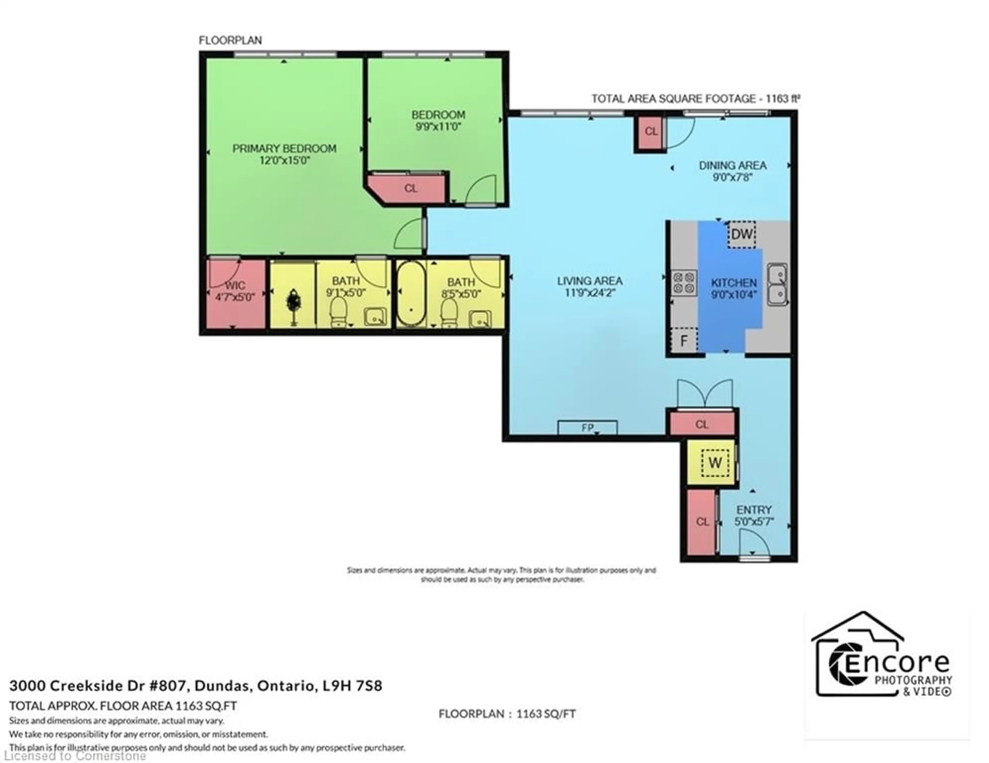 Floor plan for 3000 Creekside Dr #807, Dundas Ontario L9H 7S8