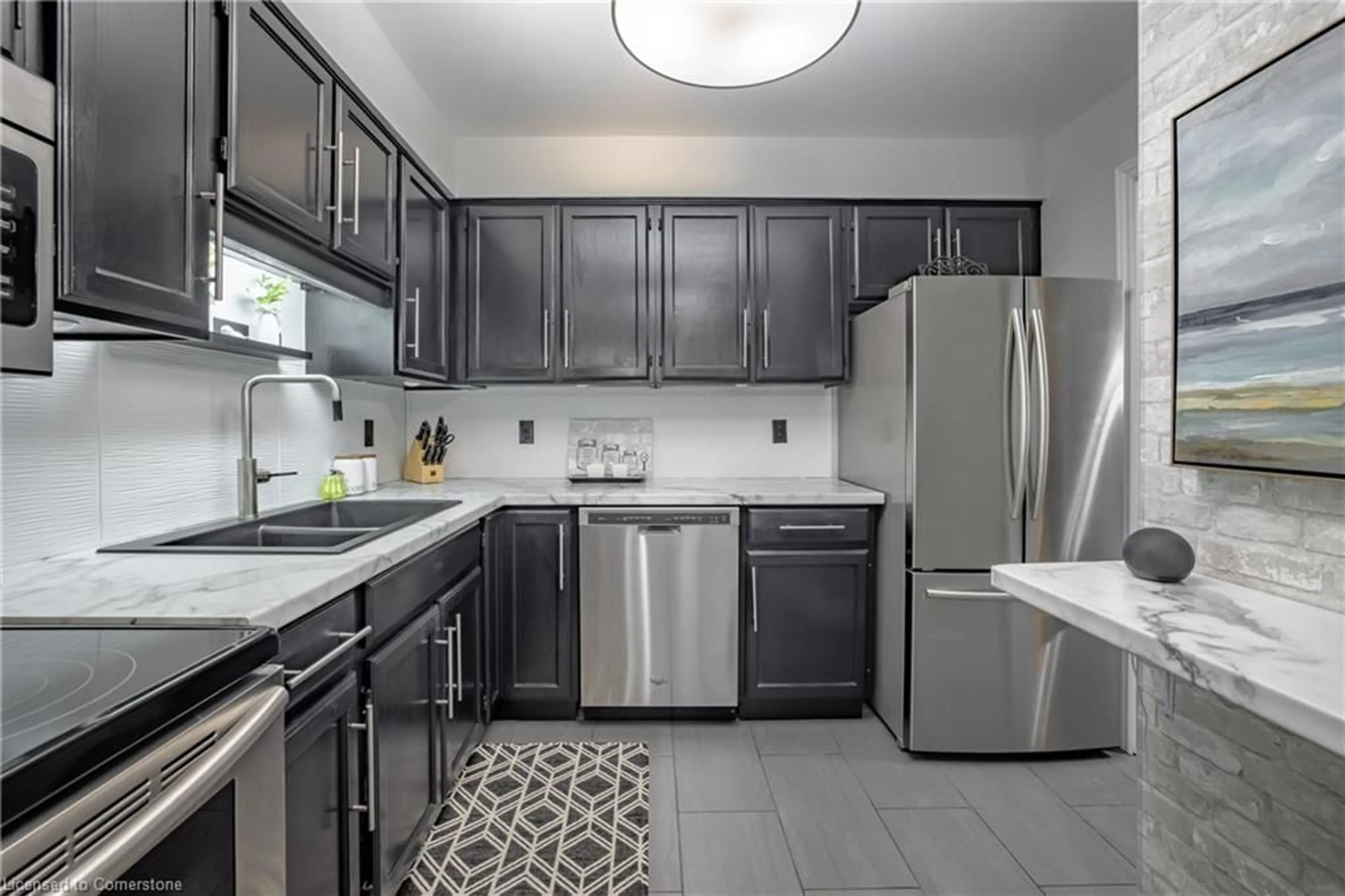 Standard kitchen, ceramic floors, cottage for 159 Lake St #202, St. Catharines Ontario L2R 5Y6