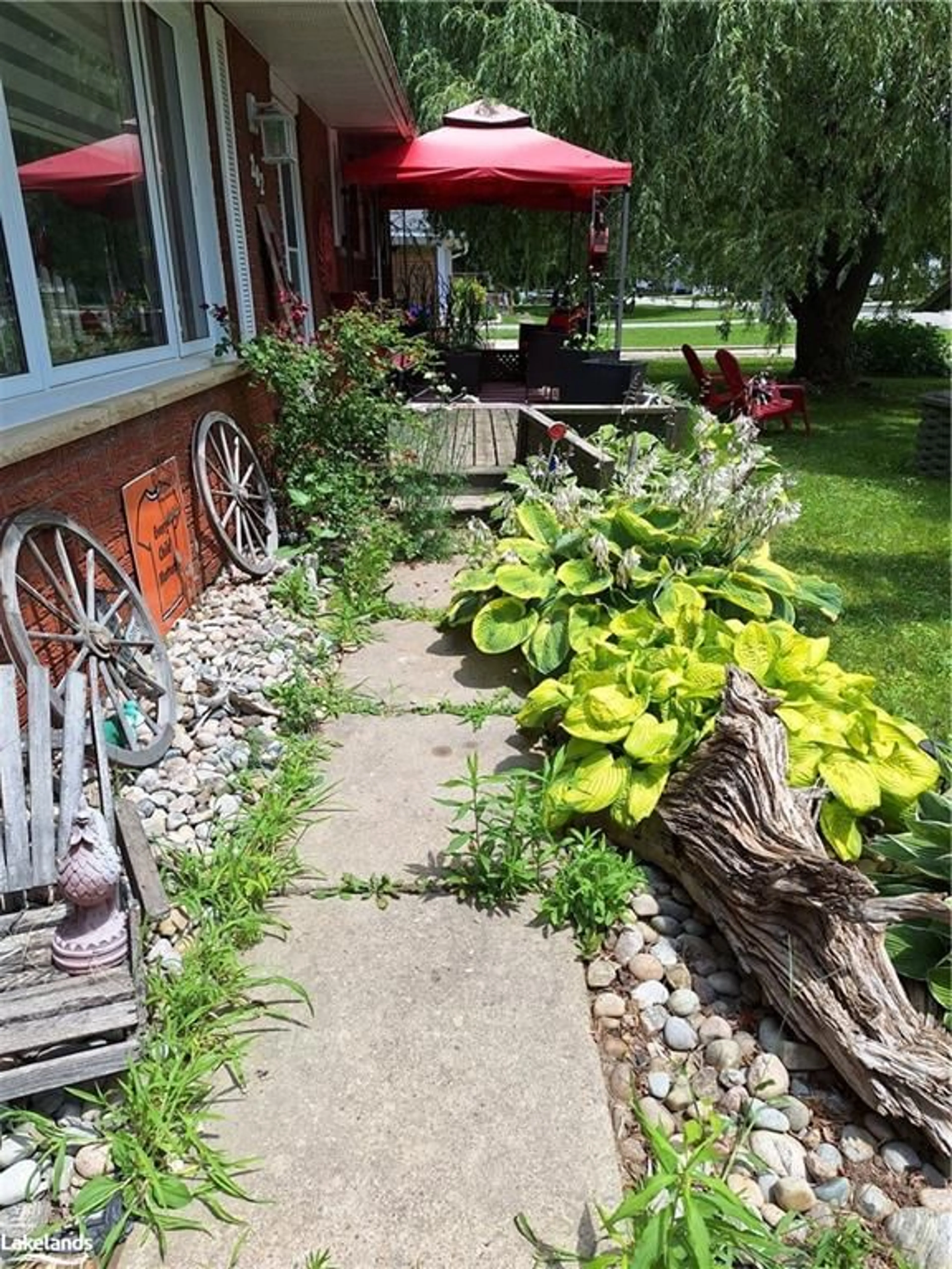 Patio, the fenced backyard for 202 Point St, Stayner Ontario L0M 1S0