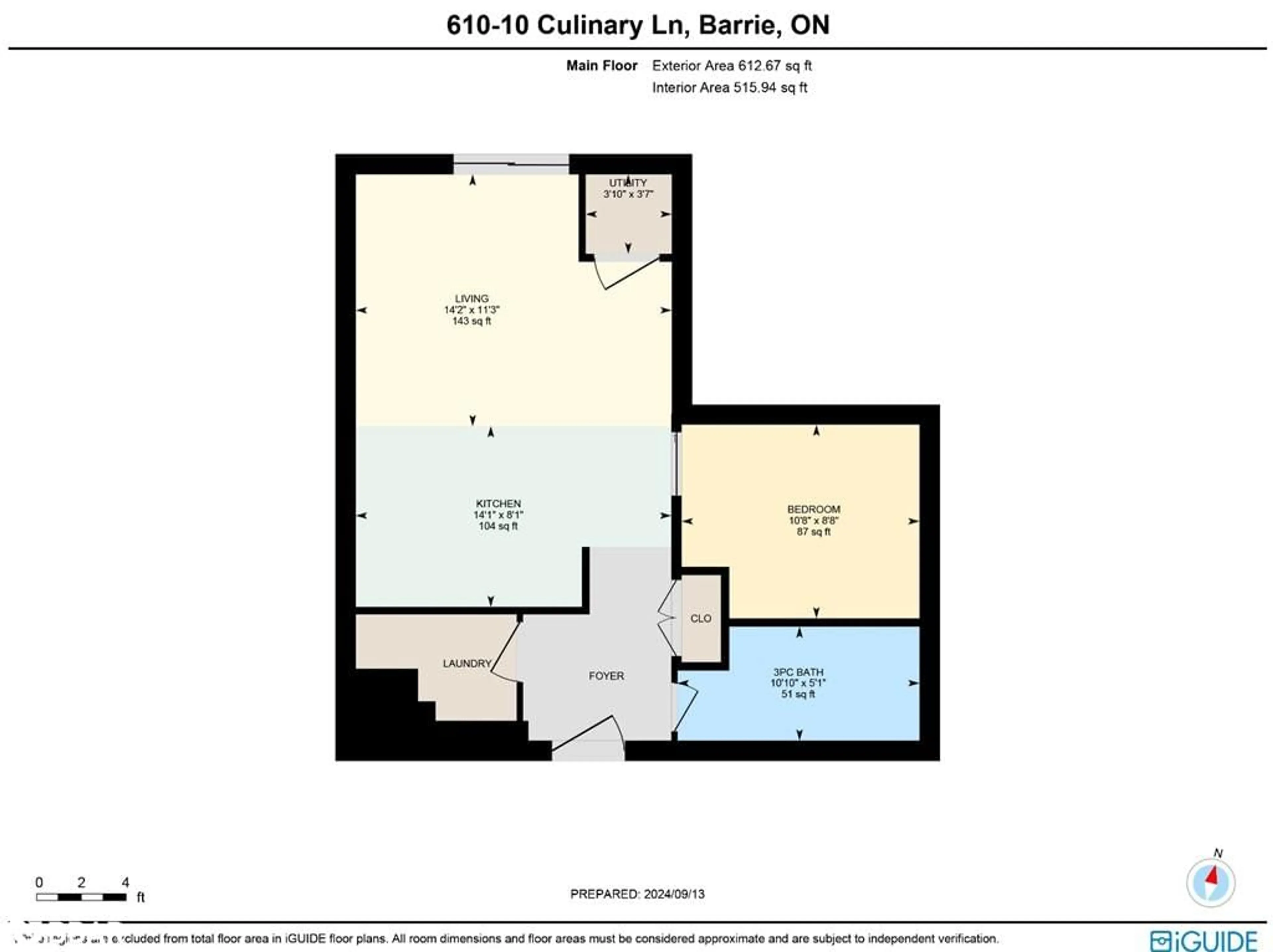 Floor plan for 10 Culinary Lane #610, Barrie Ontario L9J 0K2