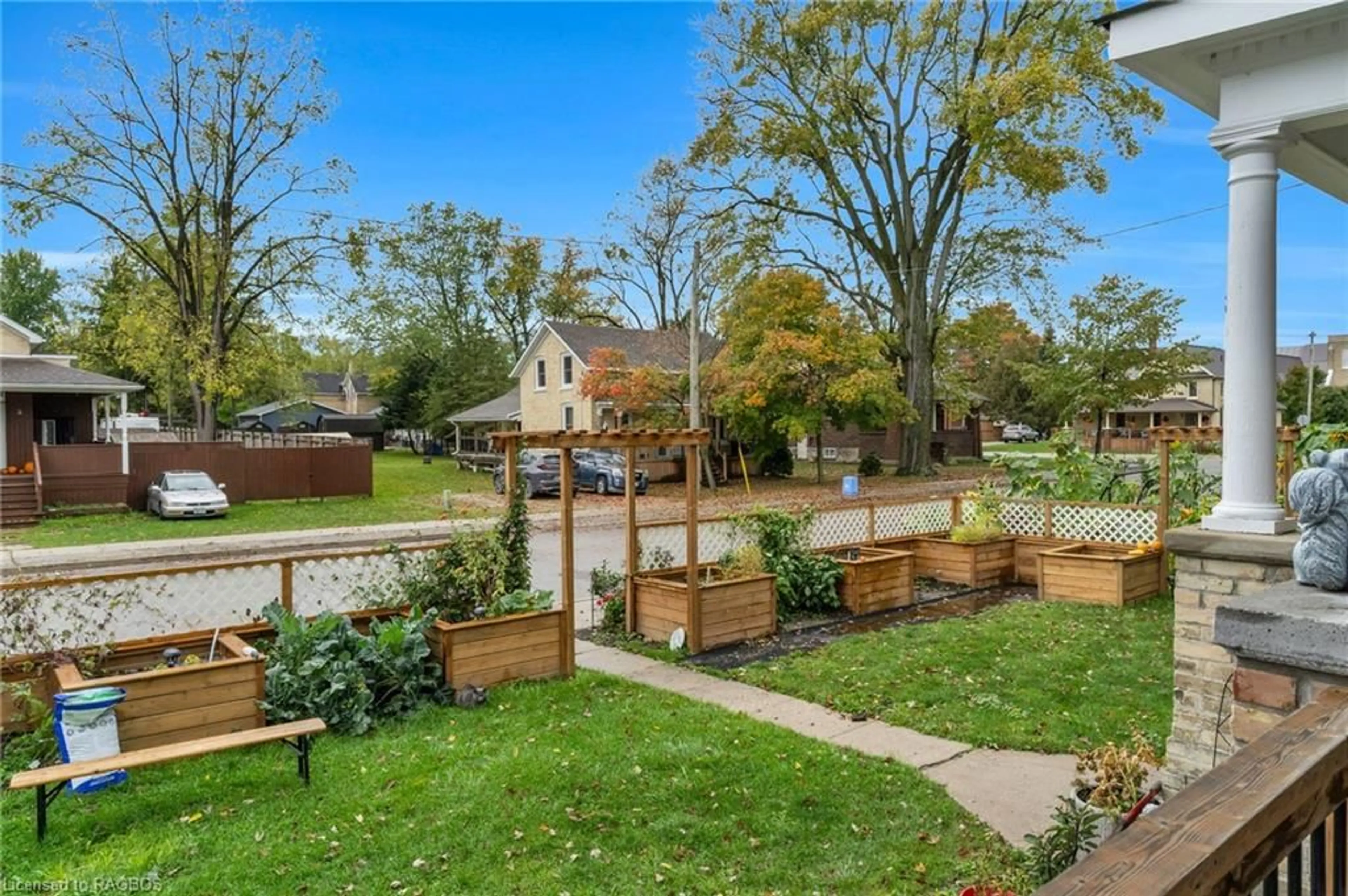 Patio, the fenced backyard for 3 Clarke St, Clifford Ontario N0G 1M0