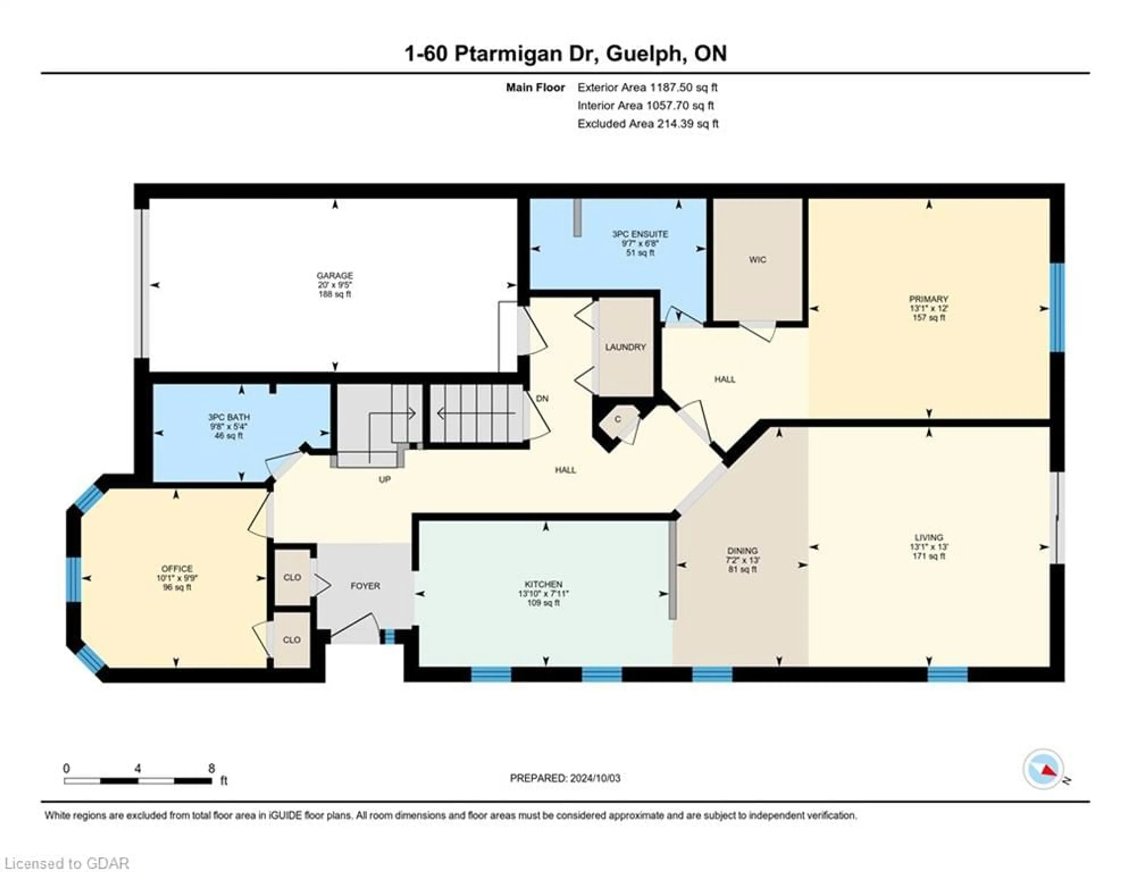 Floor plan for 60 Ptarmigan Dr #1, Guelph Ontario N1C 1E5