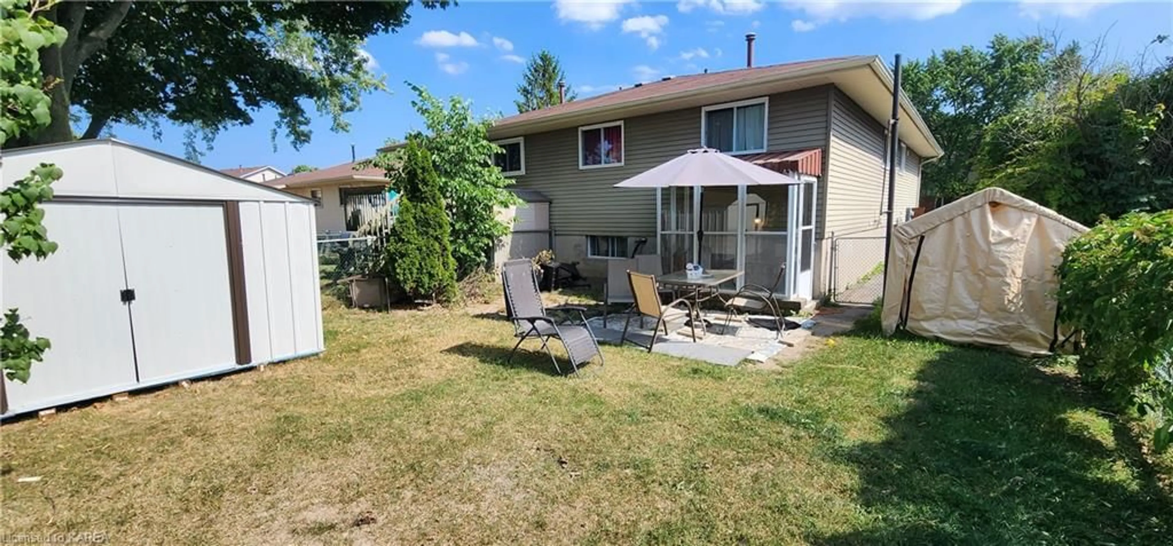 Patio, the fenced backyard for 876 Beaconhill Crt, Kingston Ontario K7P 2A8