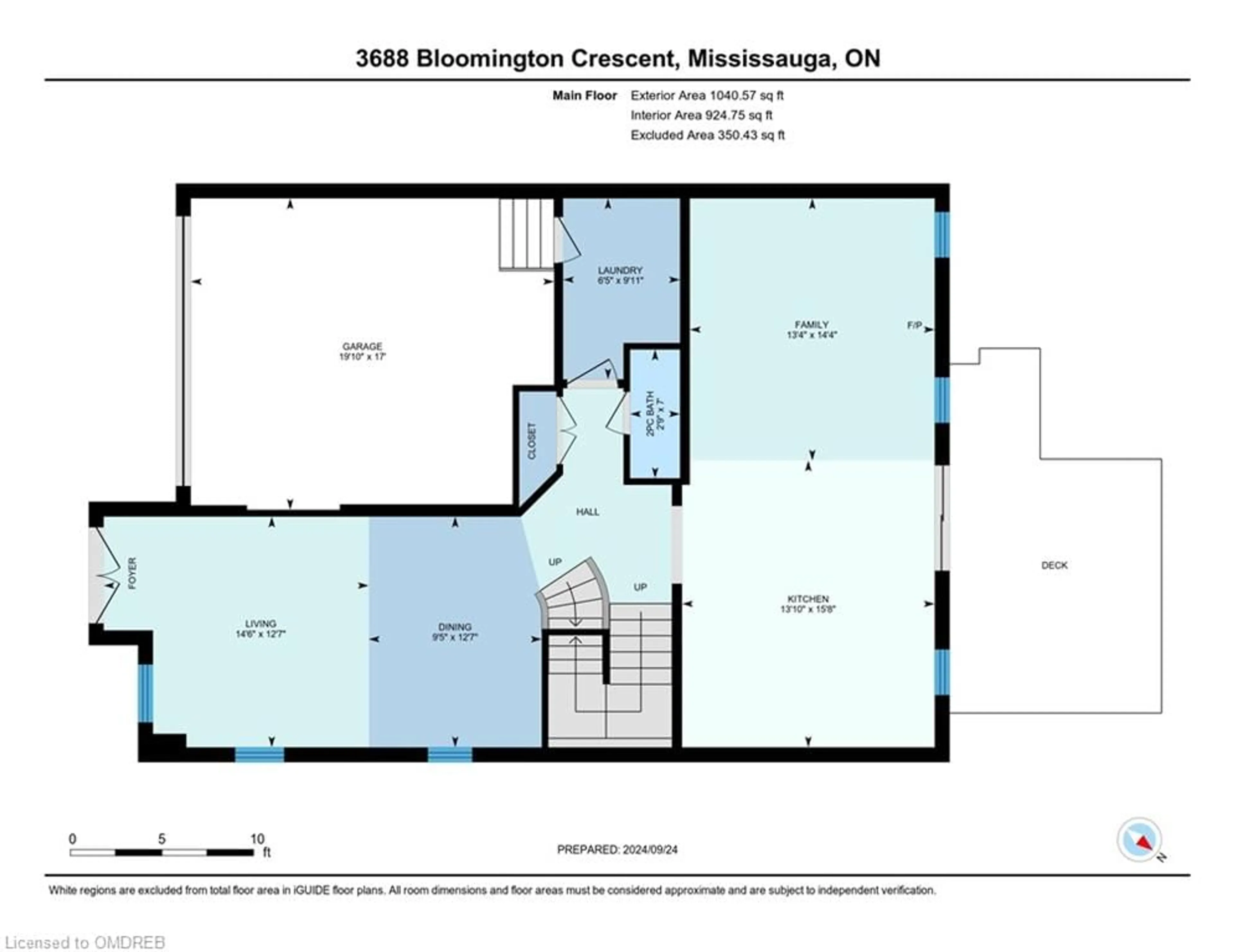 Floor plan for 3688 Bloomington Cres, Mississauga Ontario L5M 7B3